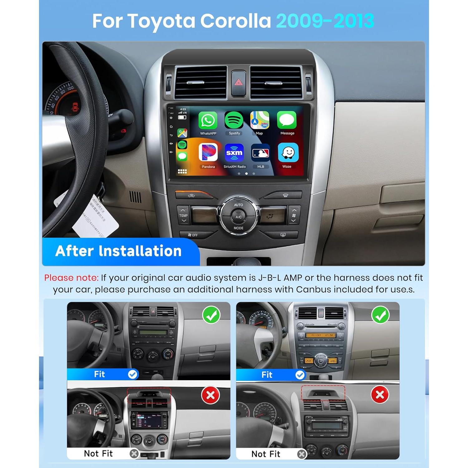 Estéreo Android 4+64G para Toyota Corolla 2009-2013 con CarPlay