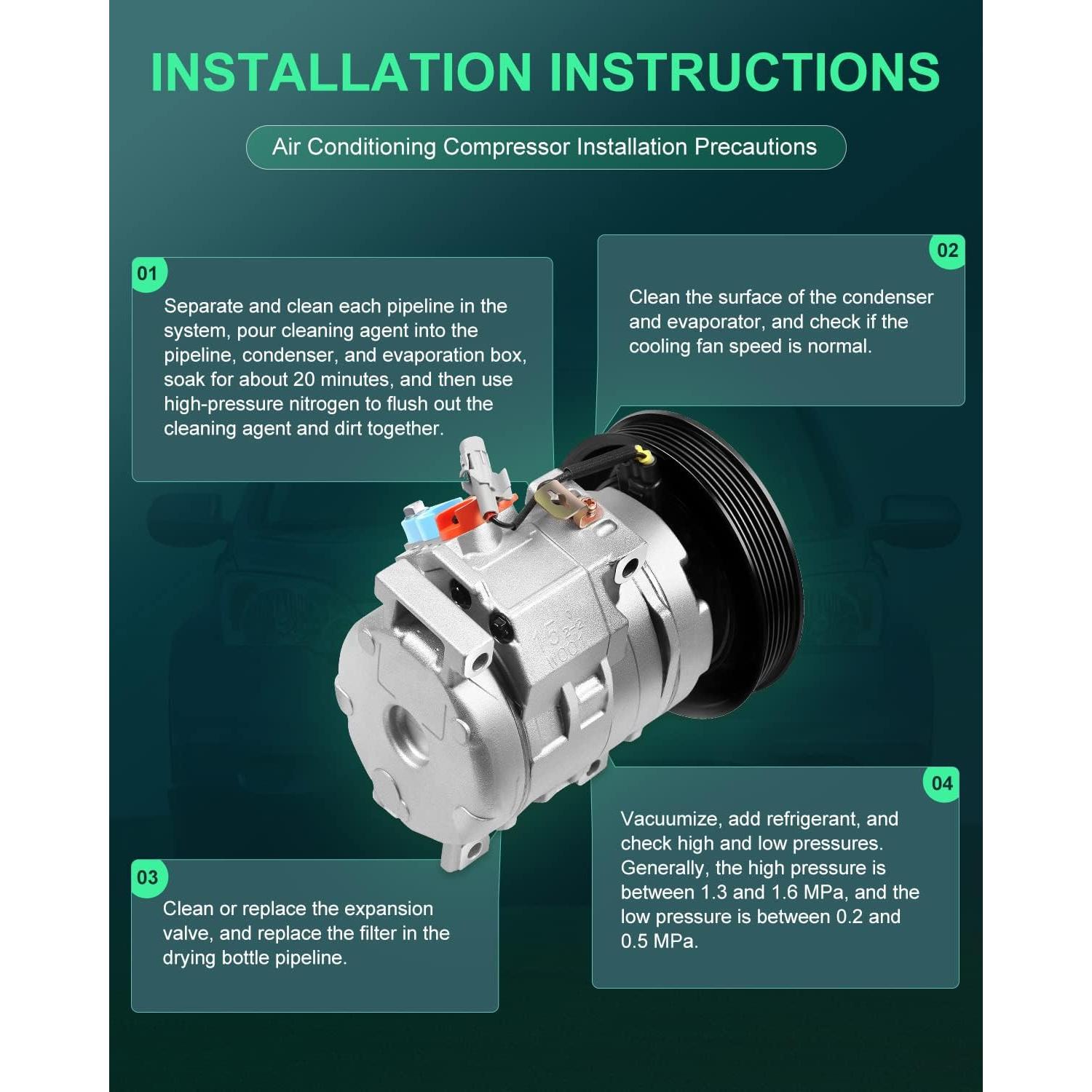 Compresor de aire acondicionado SCITOO para Toyota Corolla/Matrix 1.8L 2003-2008