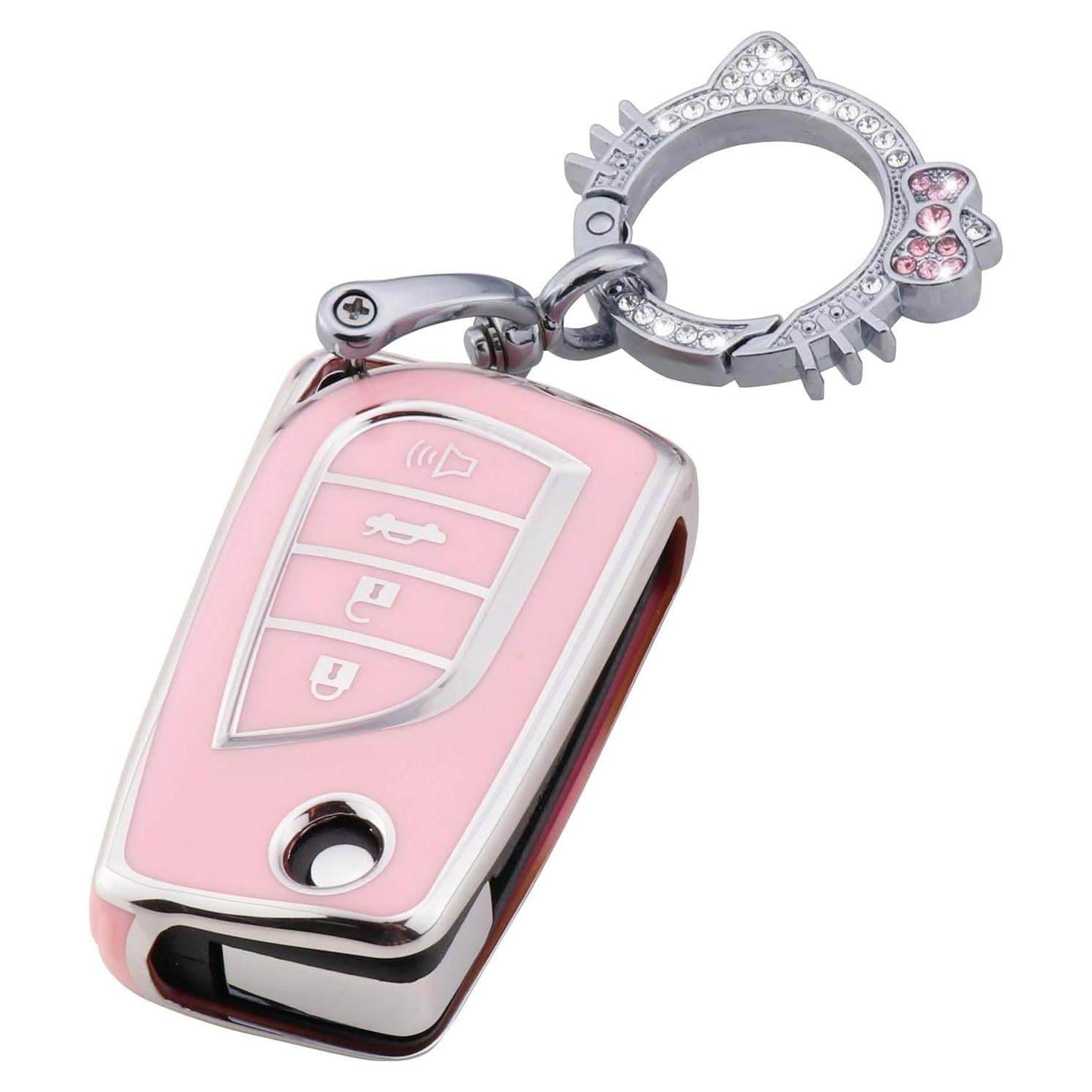 Funda de Llave Rosa Pangpai TPU para Toyota Fortuner RAV4