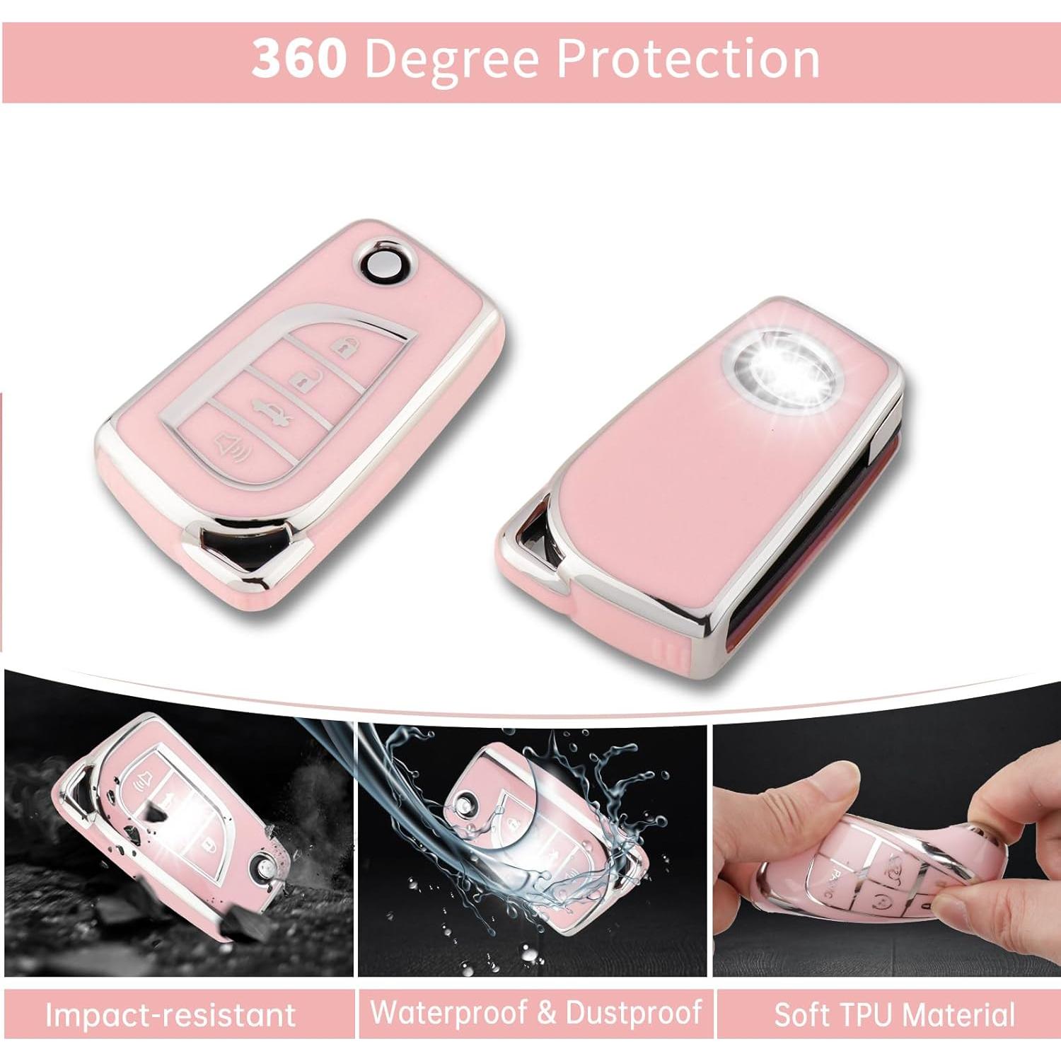 Funda de Llave Rosa Pangpai TPU para Toyota Fortuner RAV4