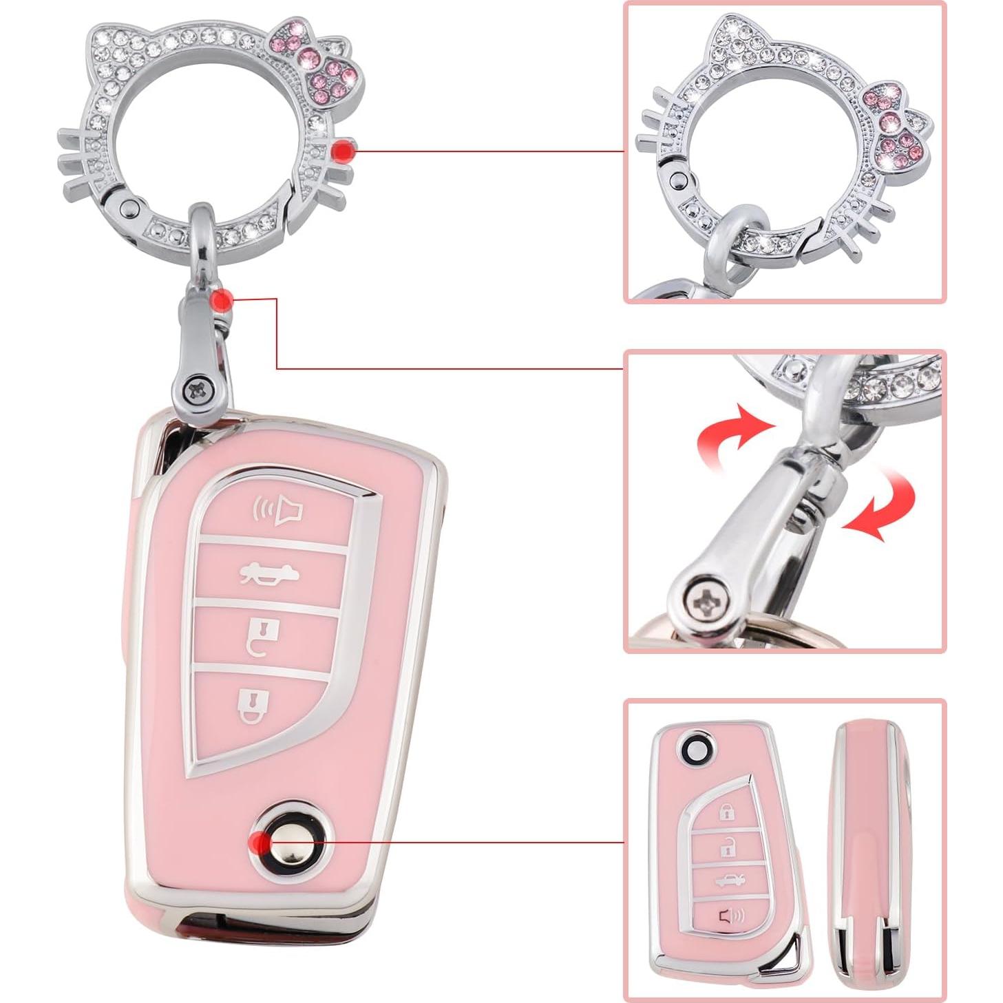 Funda de Llave Rosa Pangpai TPU para Toyota Fortuner RAV4