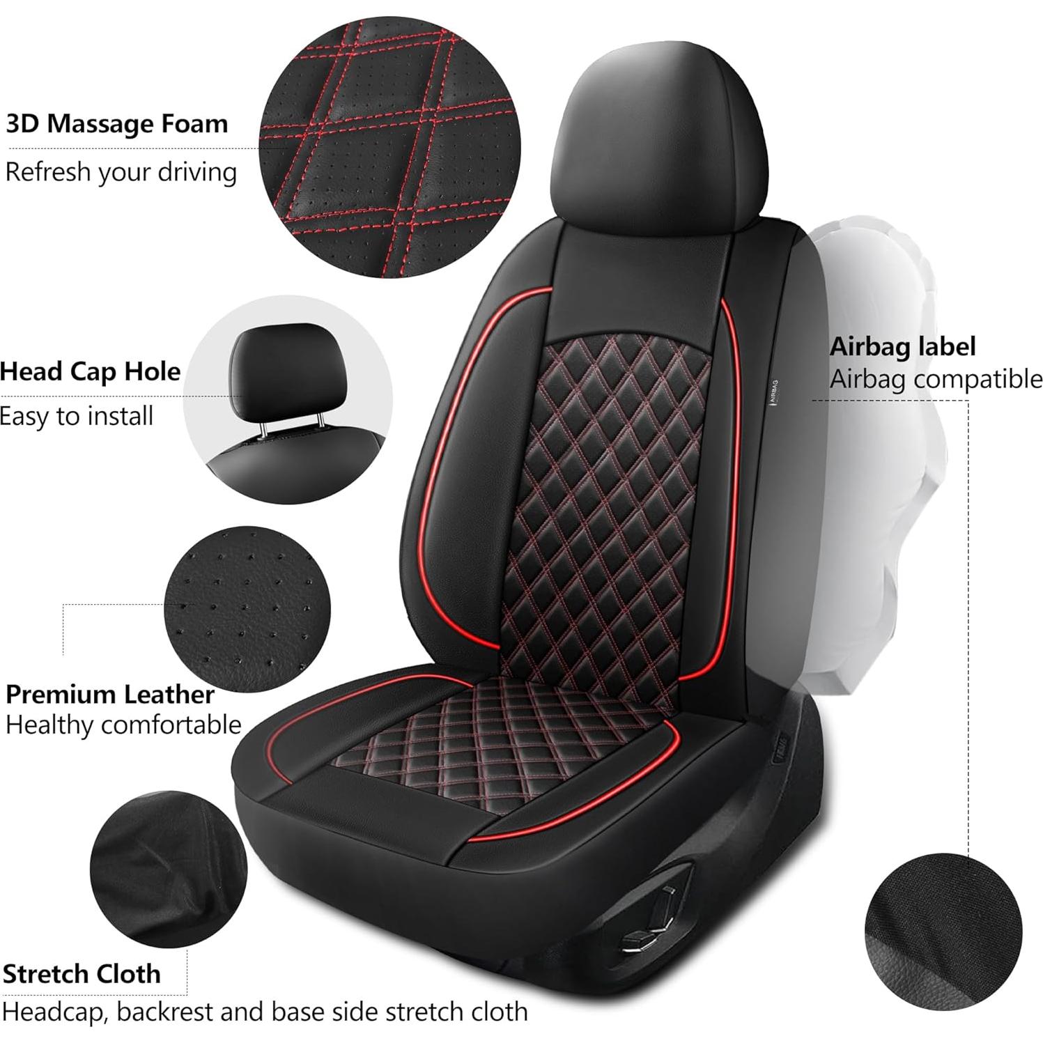 Cubierta de Asiento de Coche HChengkikz KZ-3 Negro Rojo Universal