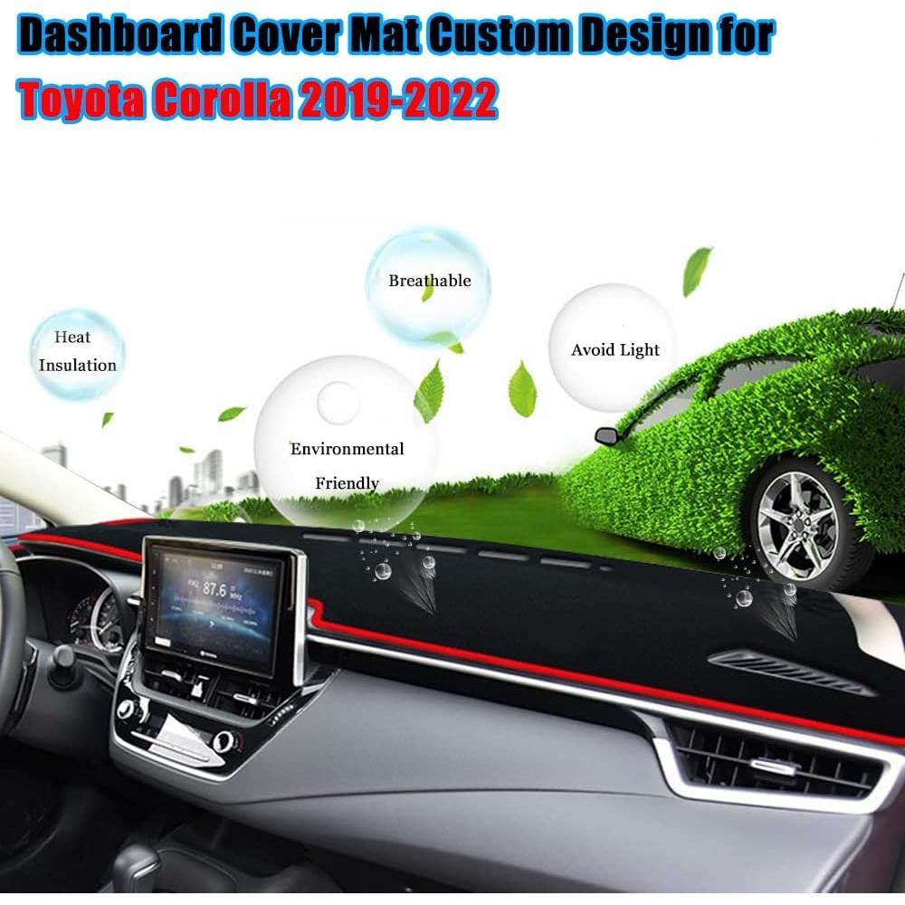 Cubierta de tablero YOFAMO para Toyota Corolla 2019-2022 Borde rojo