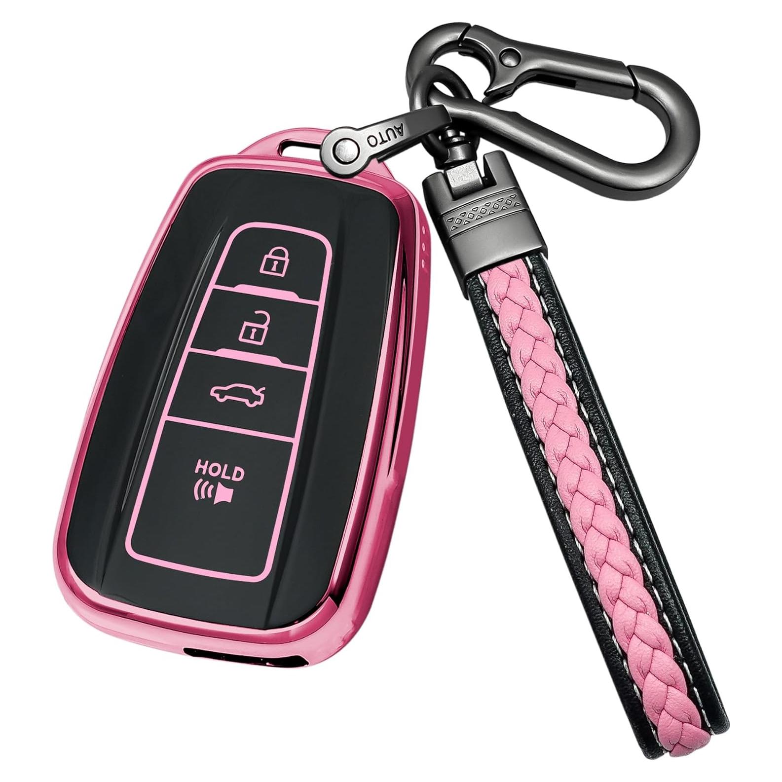 Funda de Llave Protectora TPU Yonmcfn para Toyota 4 Botones Rosa