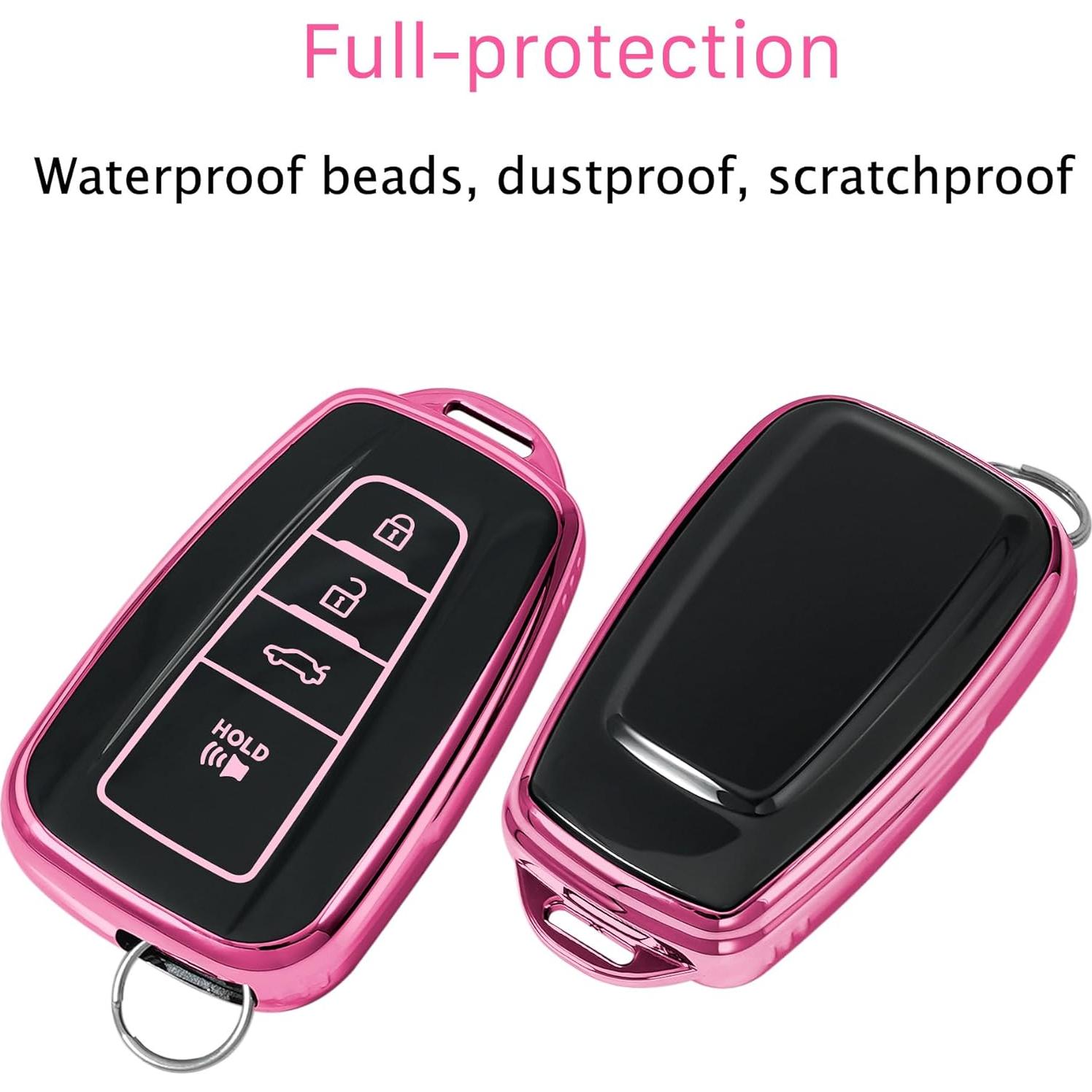 Funda de Llave Protectora TPU Yonmcfn para Toyota 4 Botones Rosa