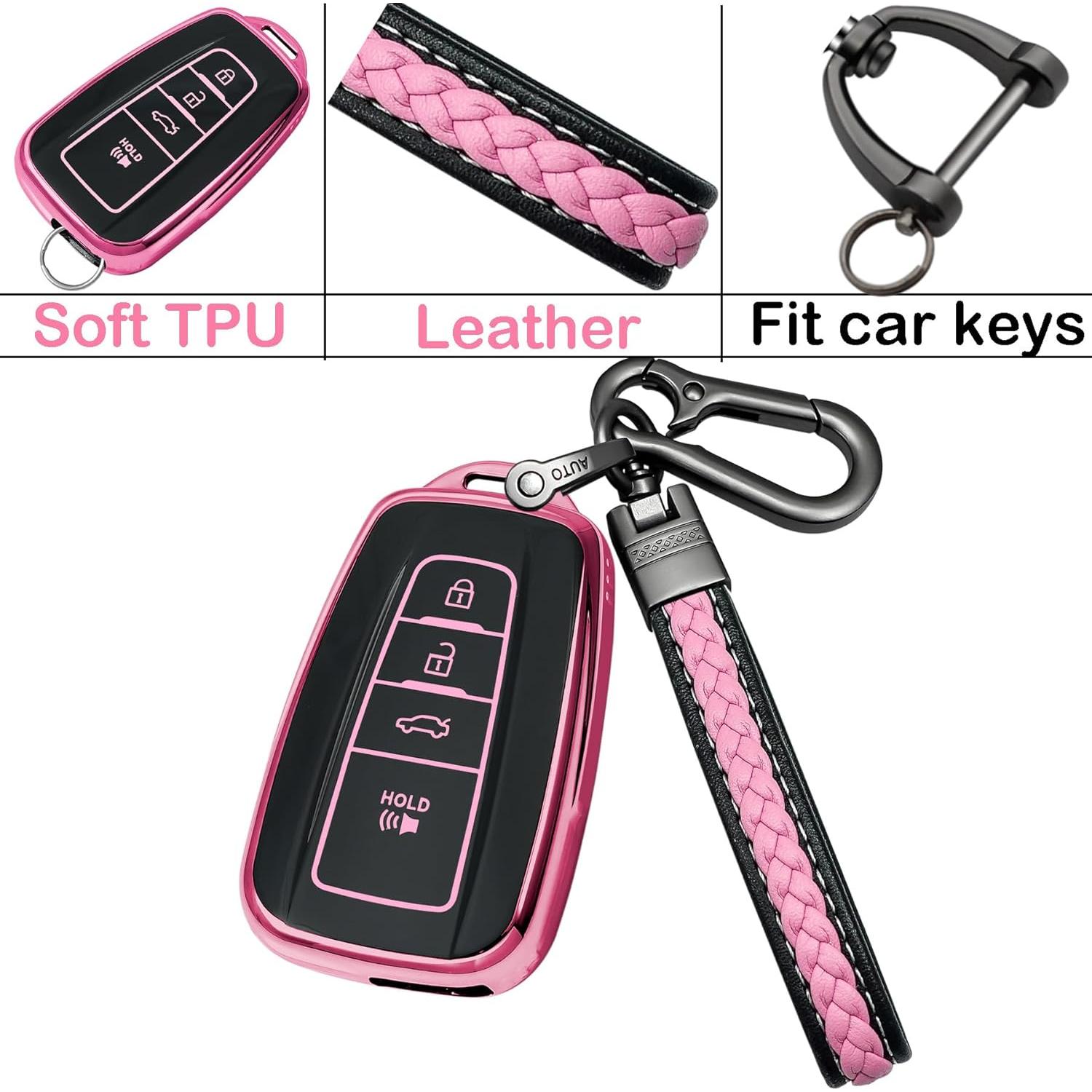 Funda de Llave Protectora TPU Yonmcfn para Toyota 4 Botones Rosa