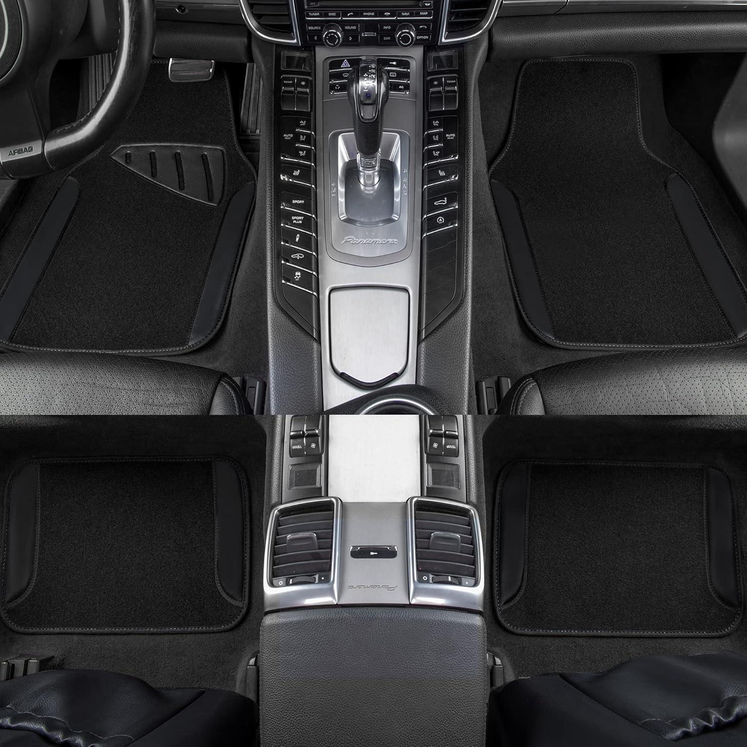 Alfombrillas de Piso Universales CAR PASS, Juego de 4 Piezas Negras