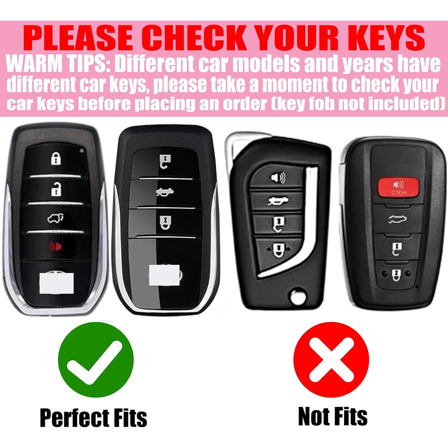 Cubierta de Llave YIKECASE para Toyota 4 Botones Plata