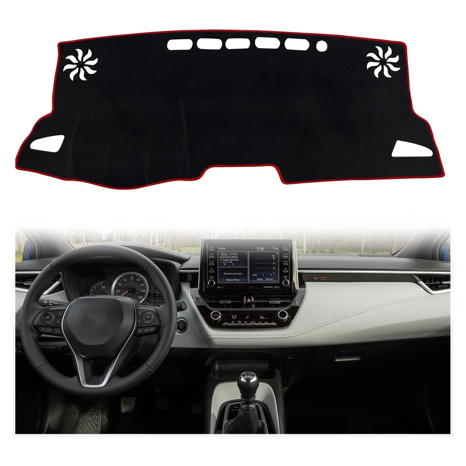 Cubierta de Tablero KEEGTBOX para Toyota Corolla Sedan 2019-2022 Bisel Rojo