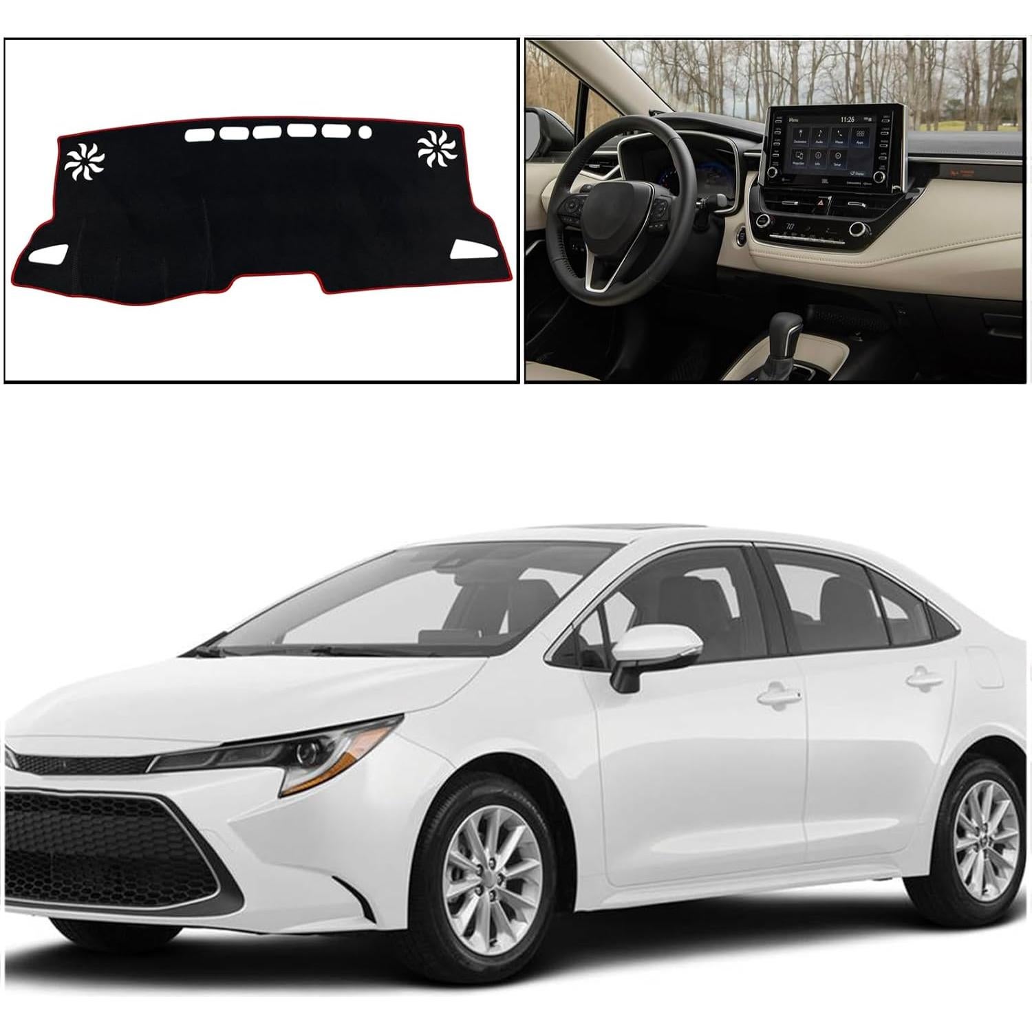 Cubierta de Tablero KEEGTBOX para Toyota Corolla Sedan 2019-2022 Bisel Rojo