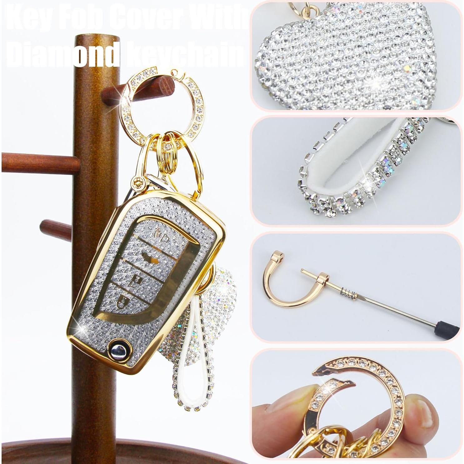 Cubierta de llavero YIKECASE para Toyota 4 botones Blanco-Corazón