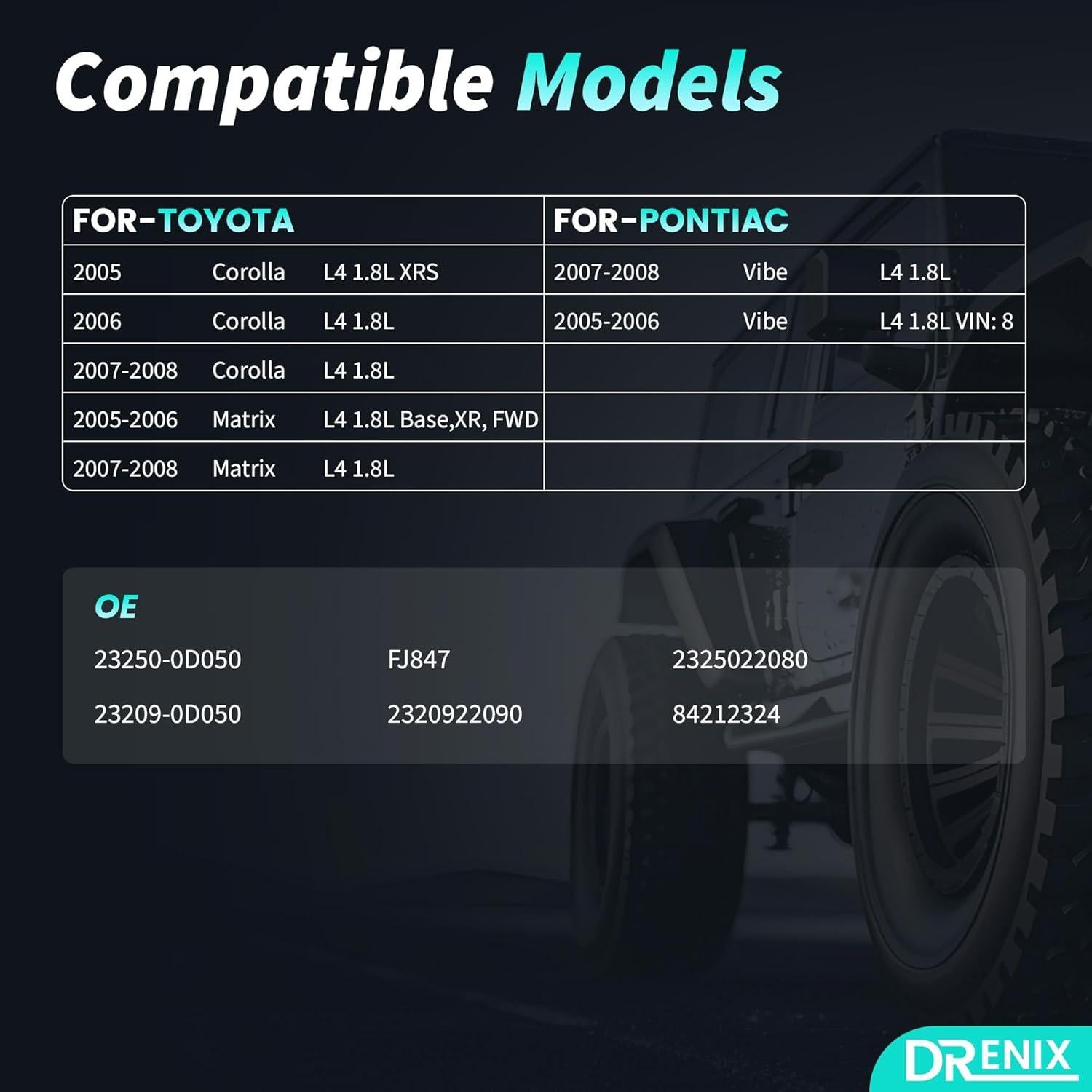 Inyectores de Combustible DRENIX para Toyota y Pontiac 4PCS