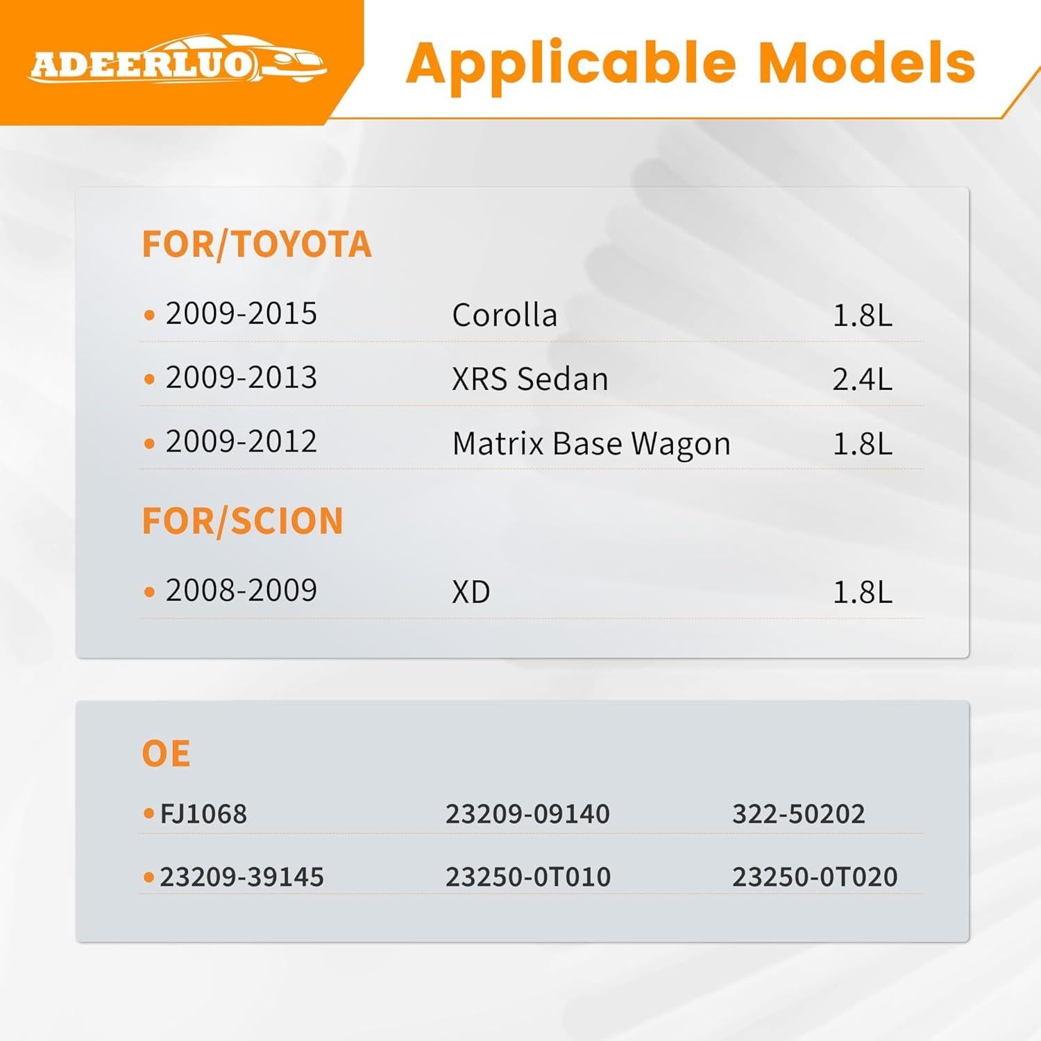 Inyectores de Combustible ADEERLUO para Toyota Corolla 1.8L 2009-2015