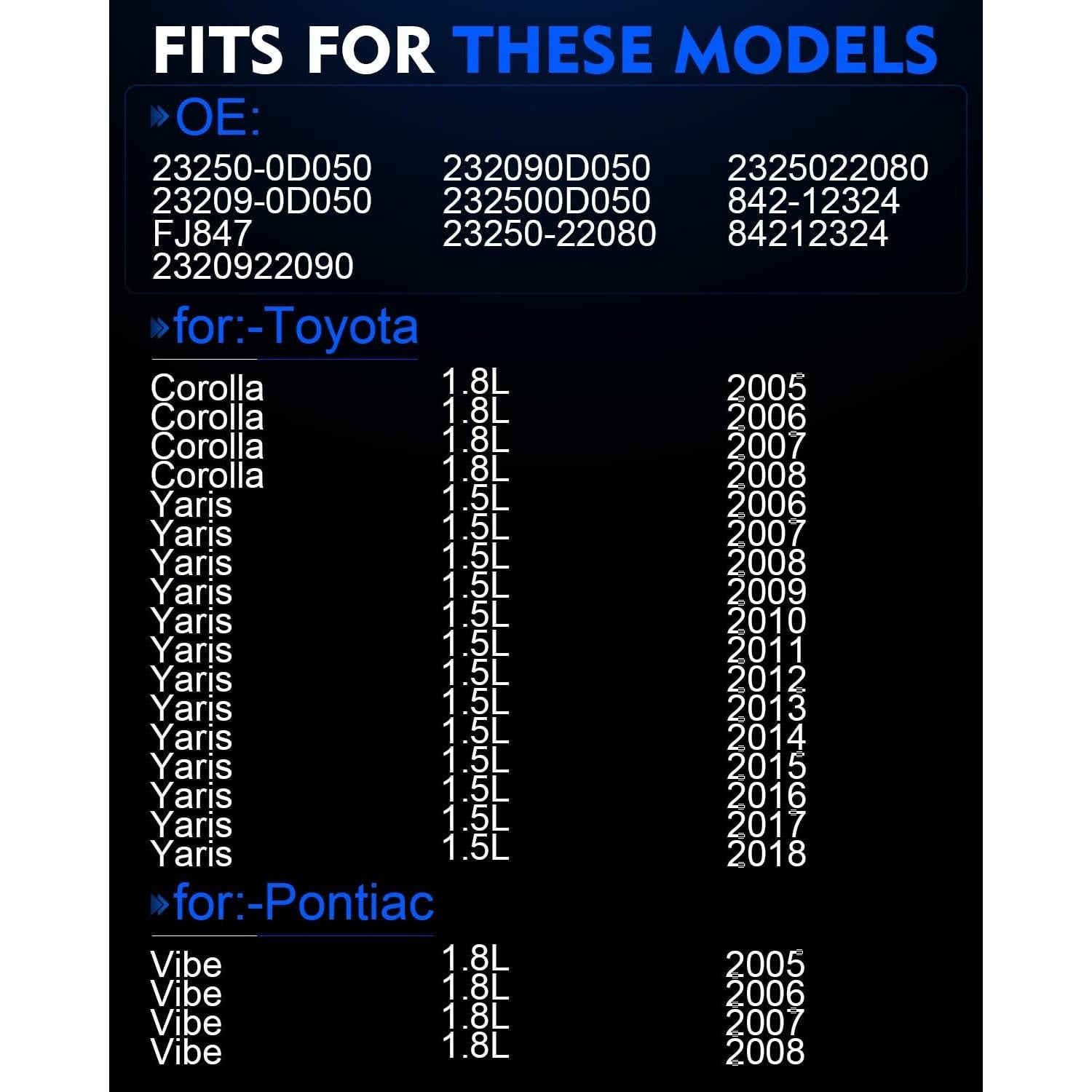 Inyectores de Combustible YZHIDIANF 23250-0D050 para Toyota y Pontiac