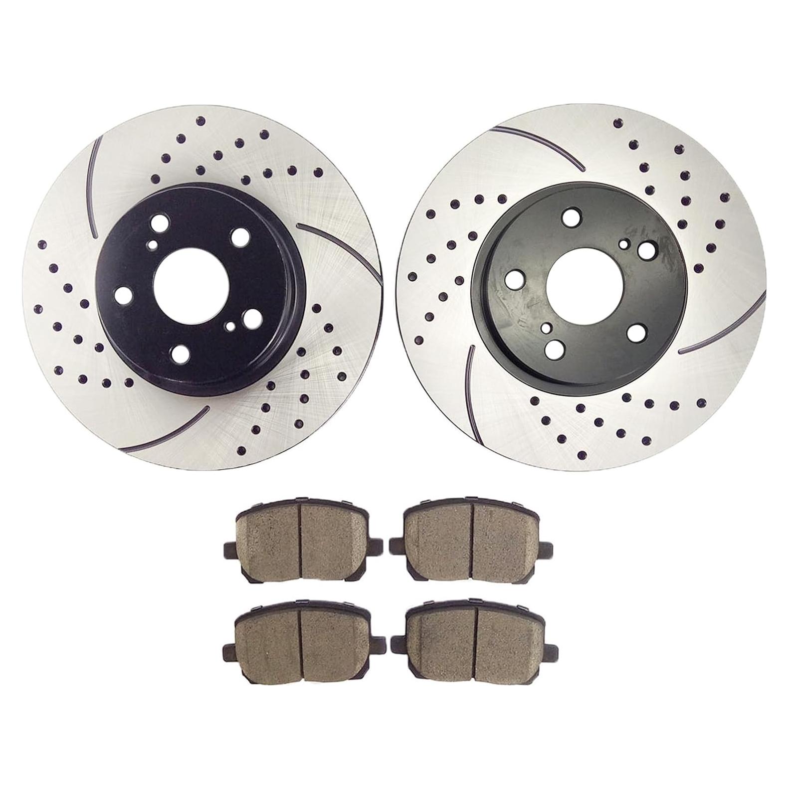 Discos de Freno Delanteros Perforados y Pastillas Cerámicas Atmansta para Toyota Corolla 2003-2008