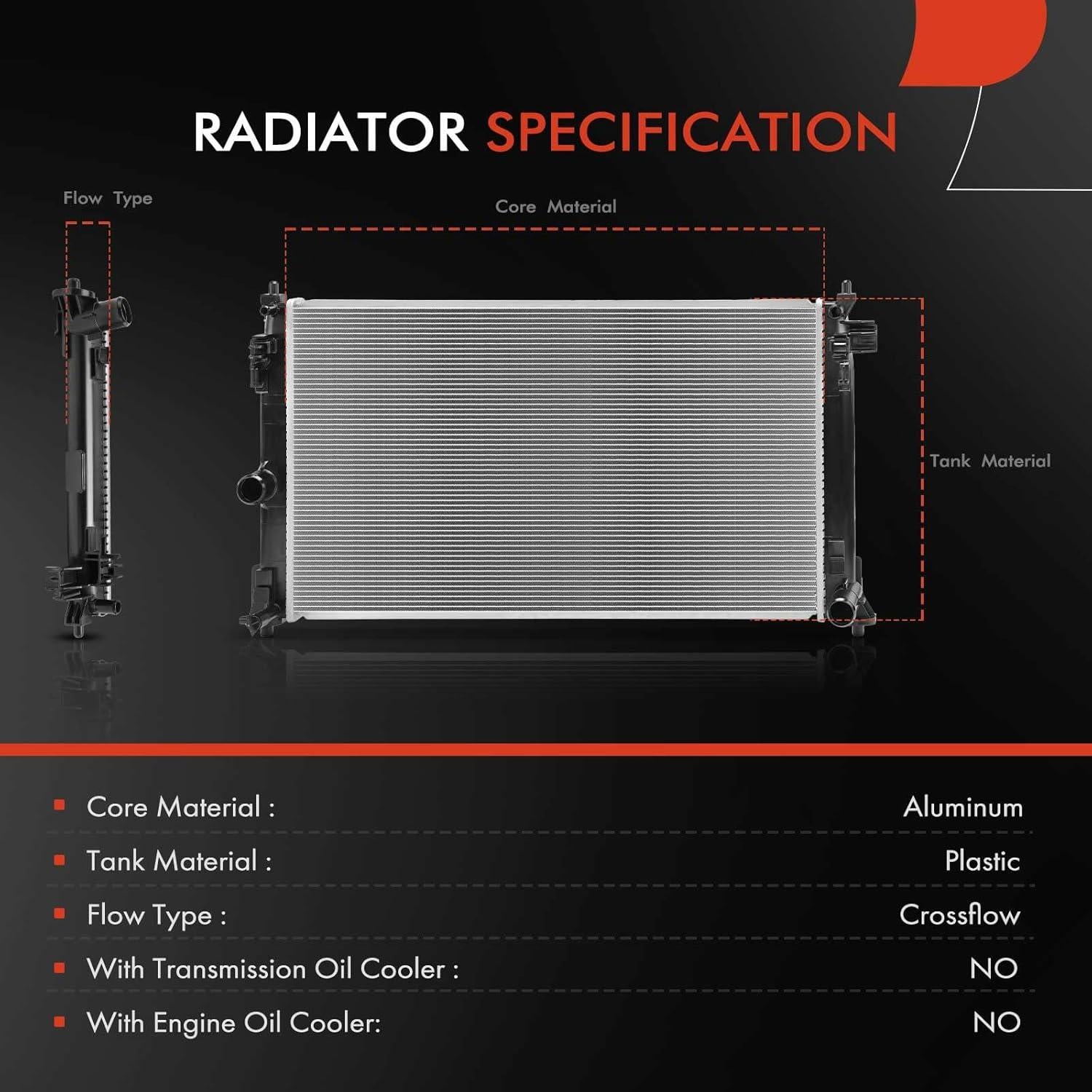 Conjunto Radiador Refrigerante A-Premium para Toyota Corolla 2019-2020