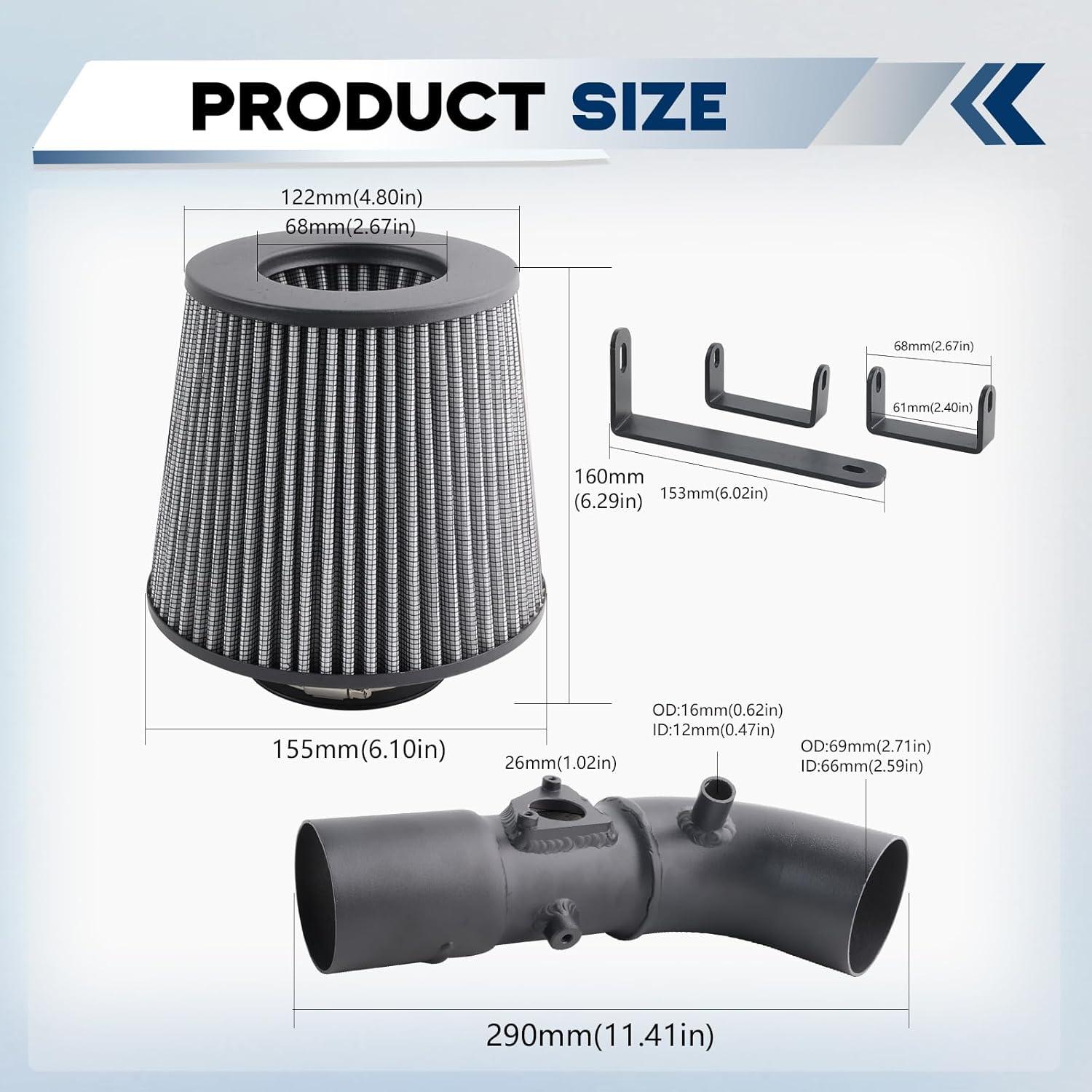 Kit de Entrada de Aire Frío Anwenchapey DR286-BK-SL para Toyota Corolla 2009-2017