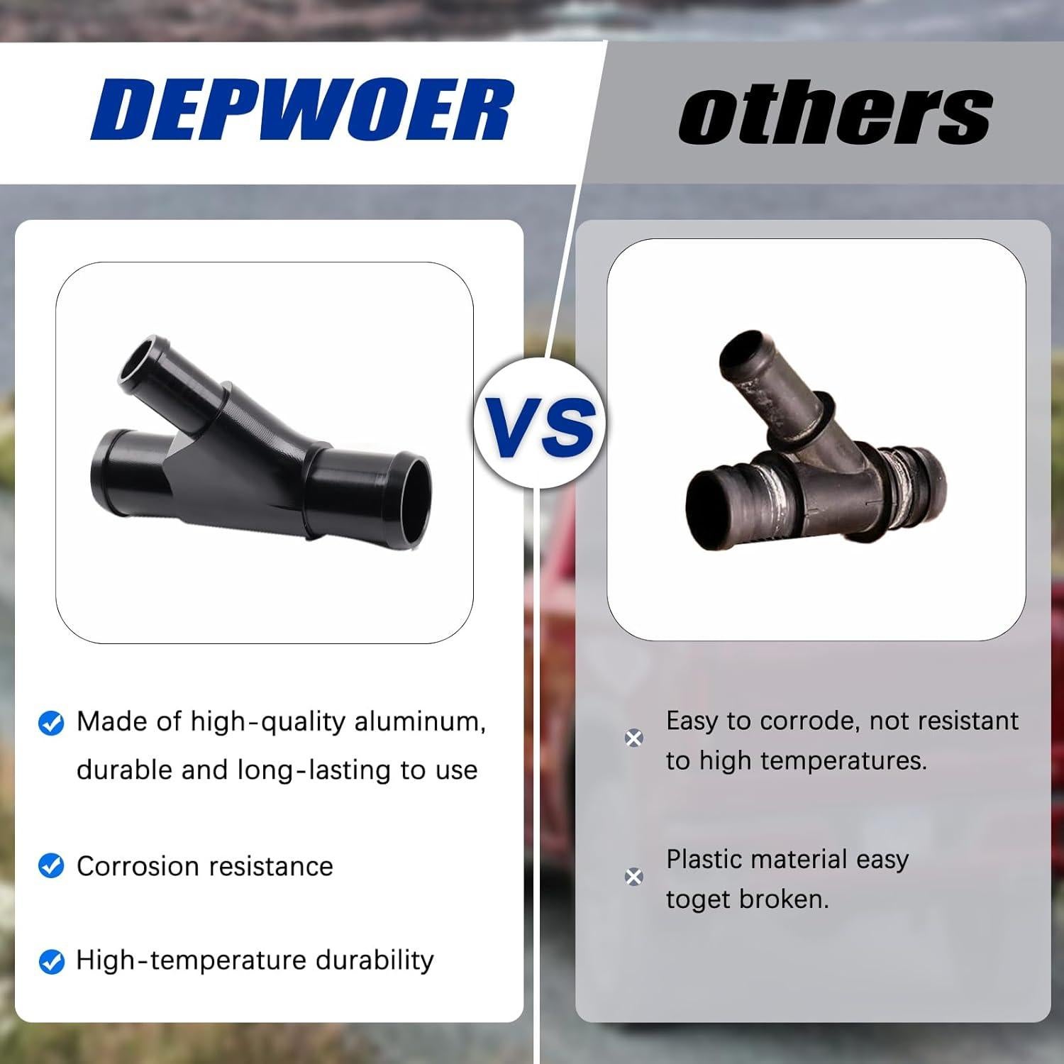 Radiator Coolant Y Pipe,Aluminum Coolant Y-Pipe Compatible with 2003-2007 Super Duty 6.0L Ford F250 F350 F450 F550 E350 E450 Cool Hose Heater Hose Connector