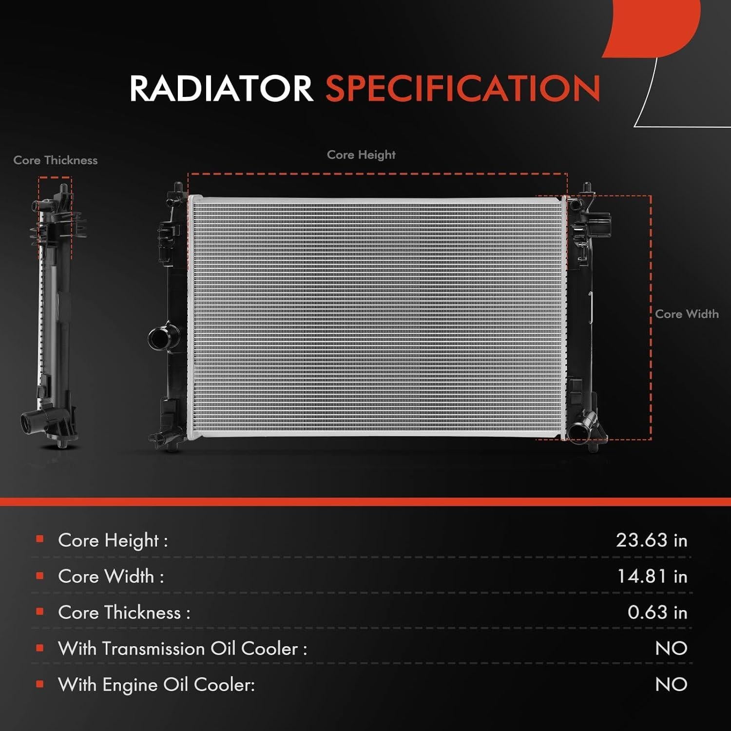Radiador de Refrigerante A-Premium para Toyota Corolla 2020-2022