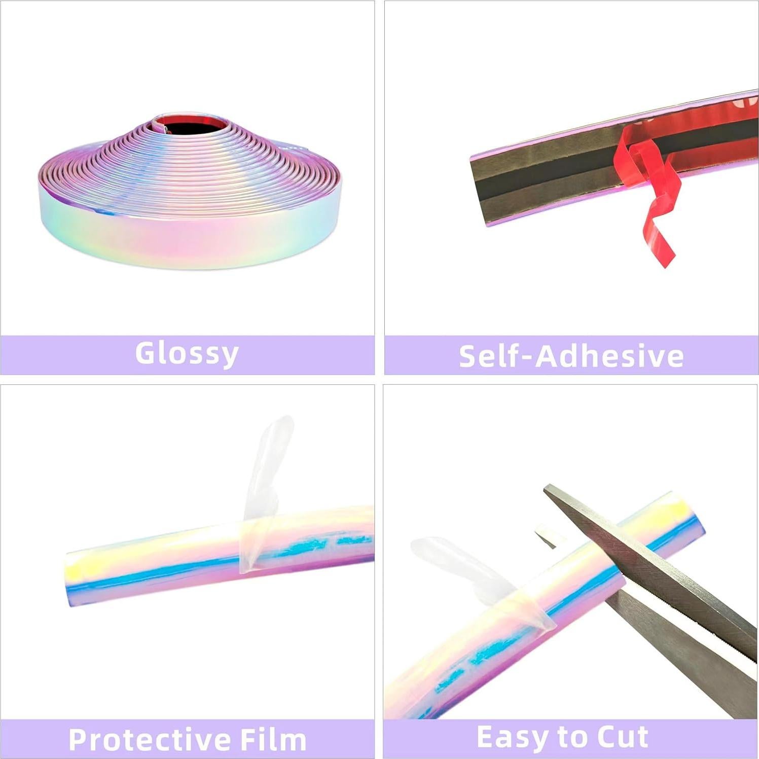 Moldura Decorativa Autoadhesiva YaoerYao Iridiscente 20mm 16 pies