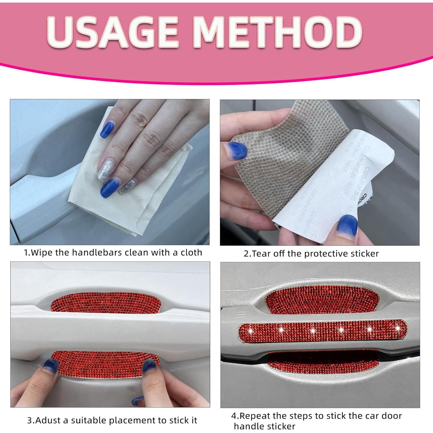 10 Pegatinas de Rhinestone para Manijas de Puerta de Coche NBTEPEM