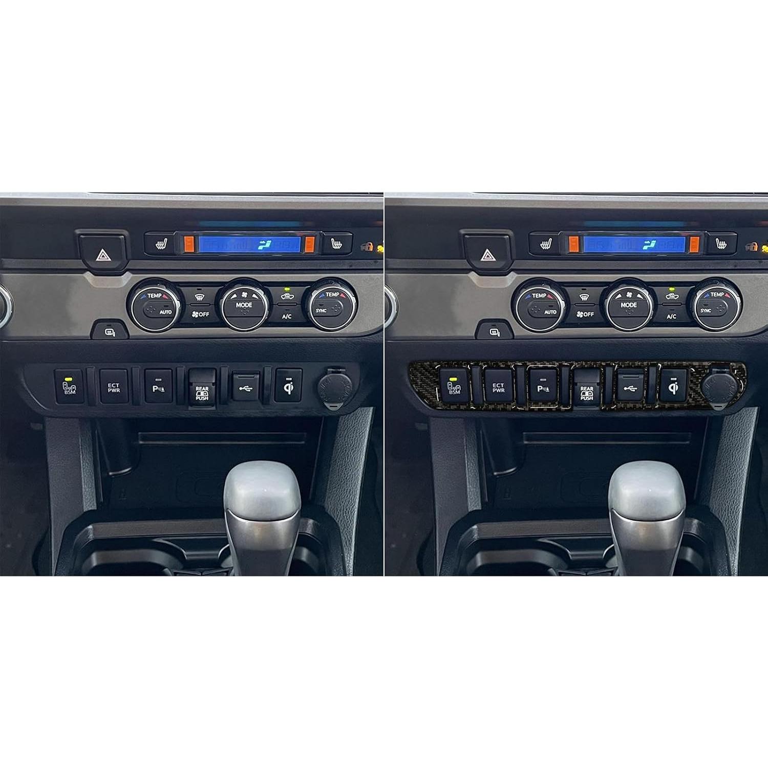 NVCNX Real Carbon Fiber Compatible with Toyota Tacoma 2018-2023 2019 2020 2021 2022 Accessories Car Cigarette Lighter Panel Cover Interior Trim Sticker Decal Black 1PC - C