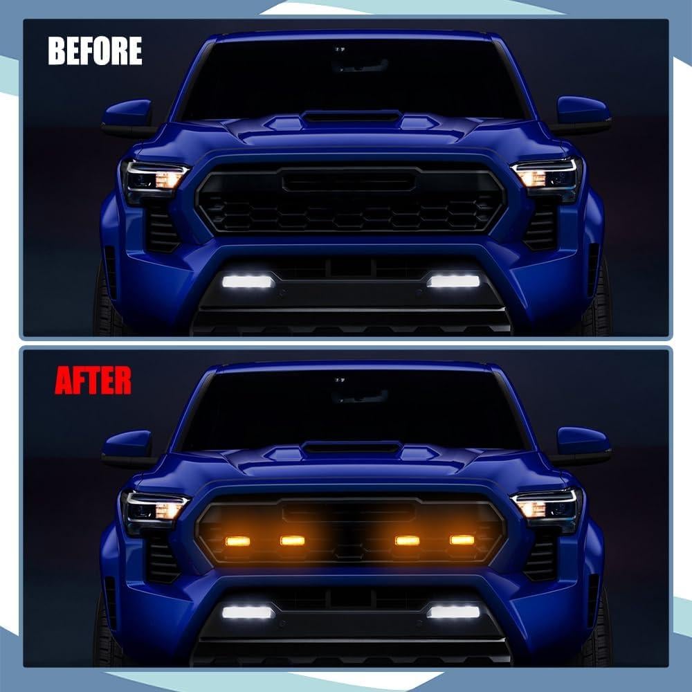4 Luces de Parrilla LED Ámbar Tecledsn para Tacoma 2016-2024