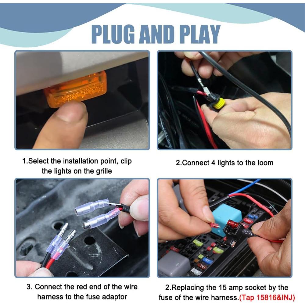 4 Luces de Parrilla LED Ámbar Tecledsn para Tacoma 2016-2024