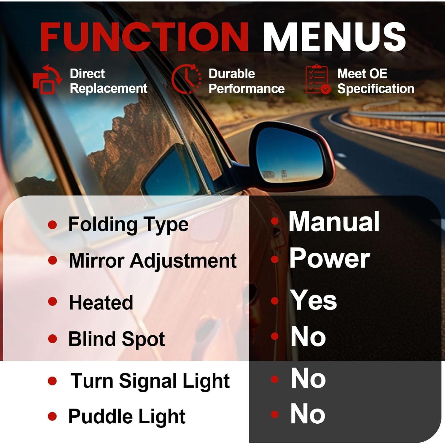 Espejo Lateral Hoiedt Negro Térmico Manual Toyota Corolla 2009-2013