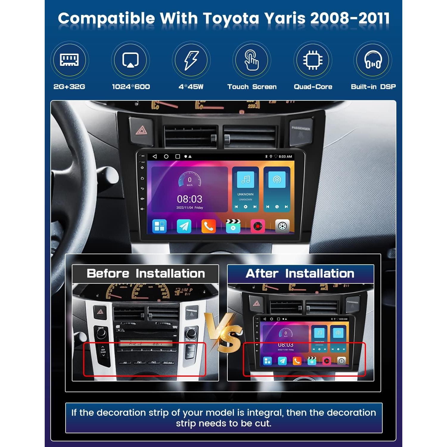 Estéreo Android 2+32G Roinvou para Toyota Yaris 2006-2011