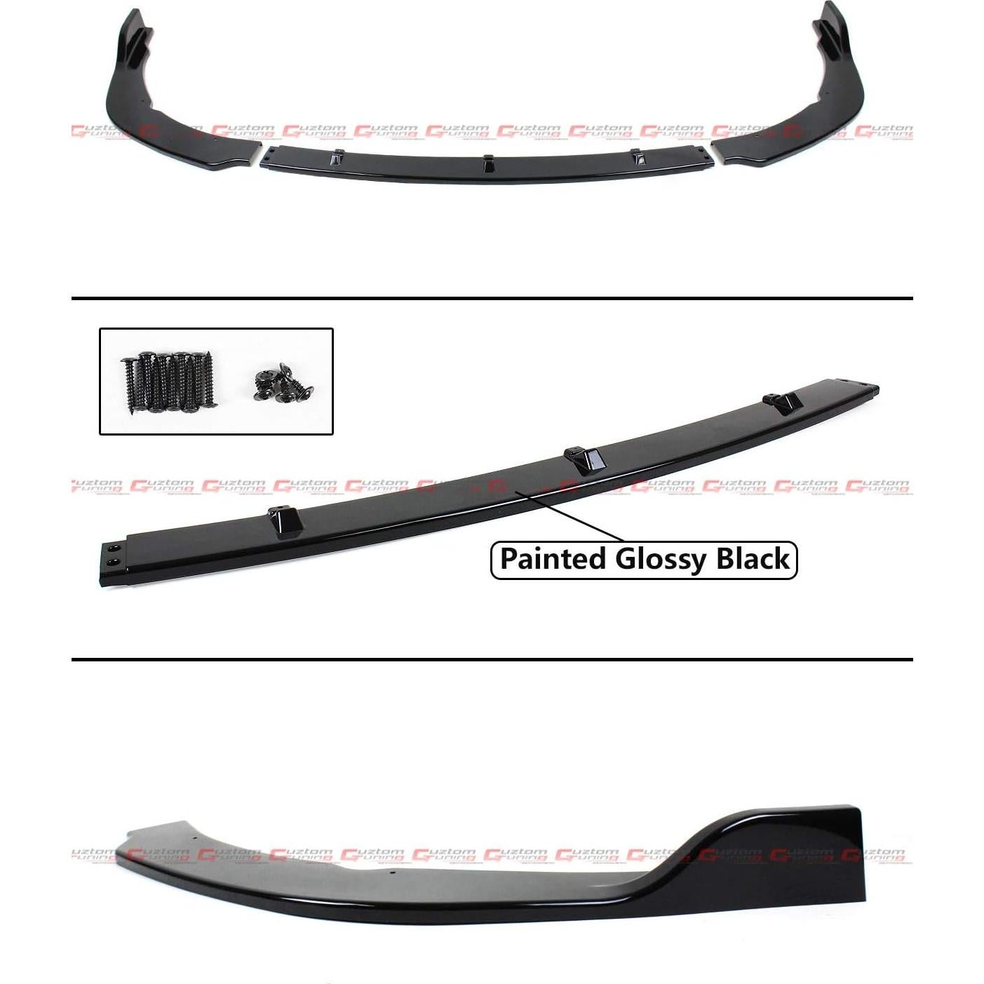 Lip Spoiler Delantero 3 Piezas JDM Negro Brillante Toyota Camry 2018-2020