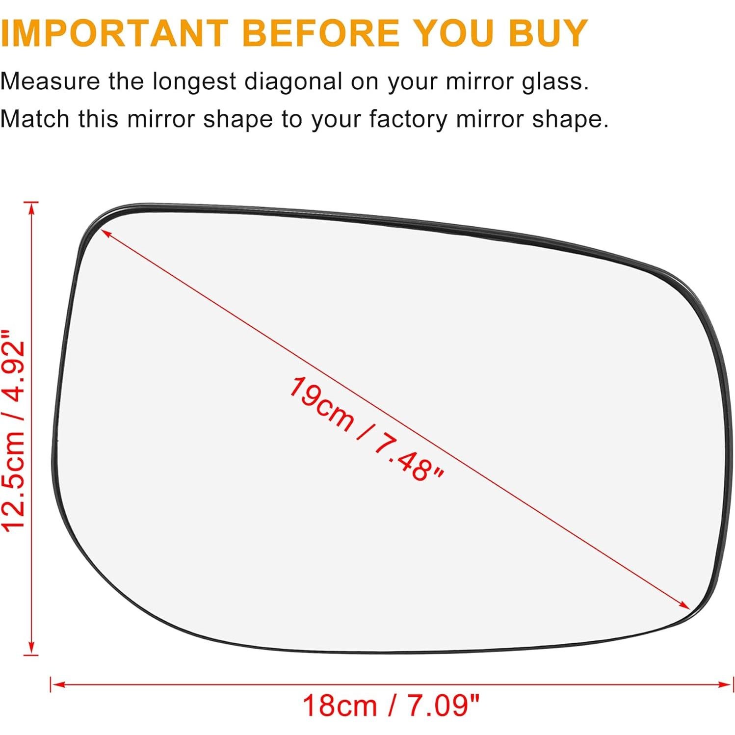 Cristal Espejo Retrovisor Derecho X AUTOHAUX para Toyota Yaris 2006-2012