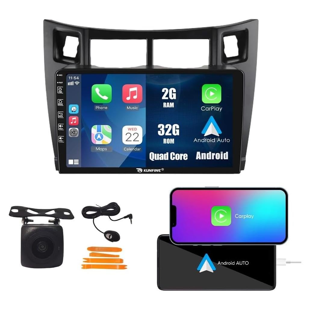 Estéreo GPS Android Kunfine 9" para Toyota Vitz Yaris 2005-2012