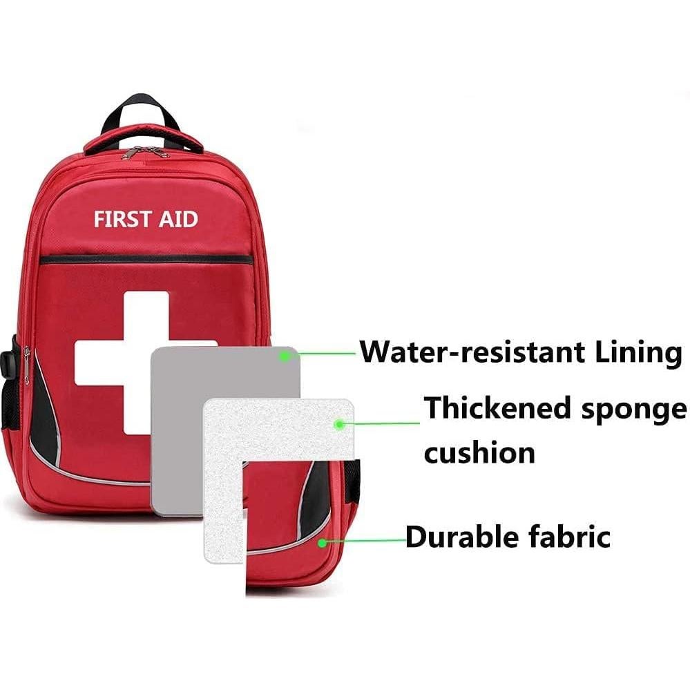 Bolsa de Primeros Auxilios Camoredy Roja Multi-Bolsillo 30x15x43cm