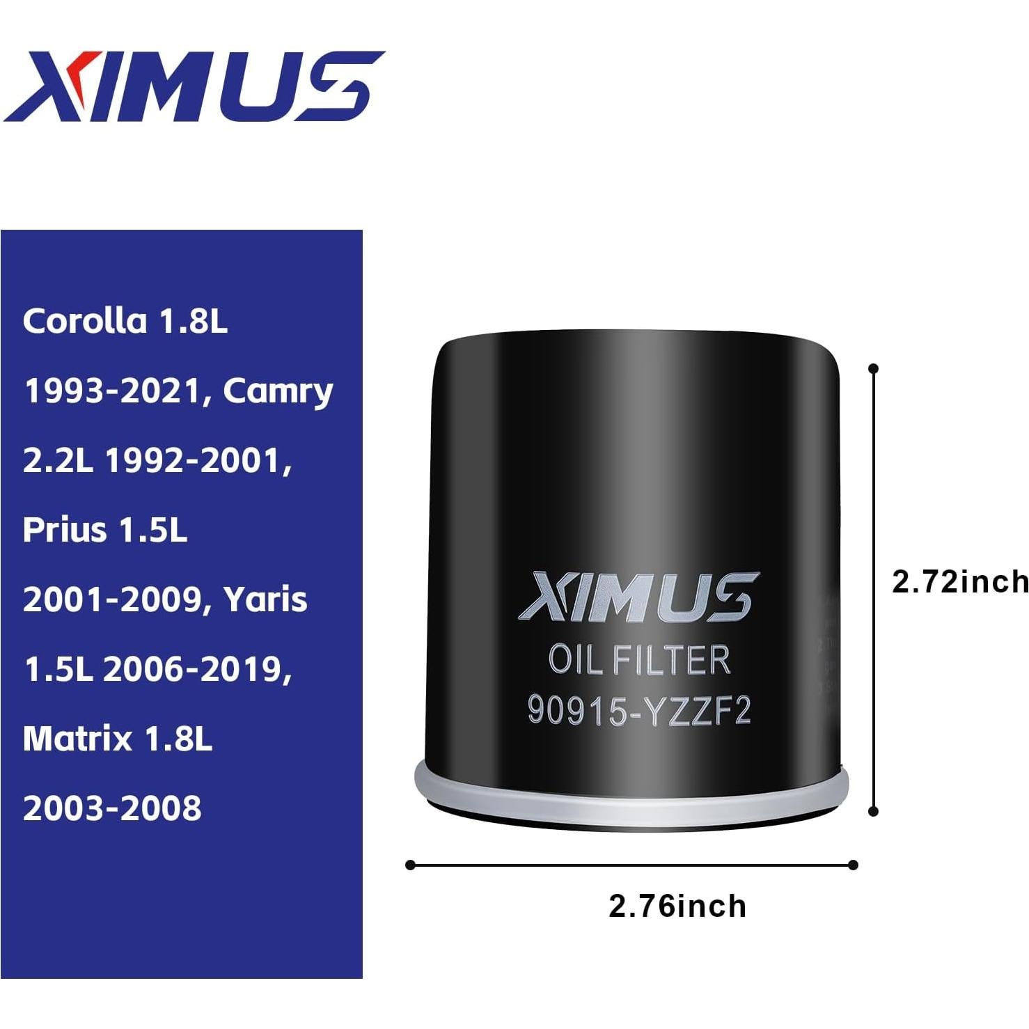 Filtro de Aceite XIMUS 90915-YZZF2 Compatible Toyota y Chevrolet (set de 5)