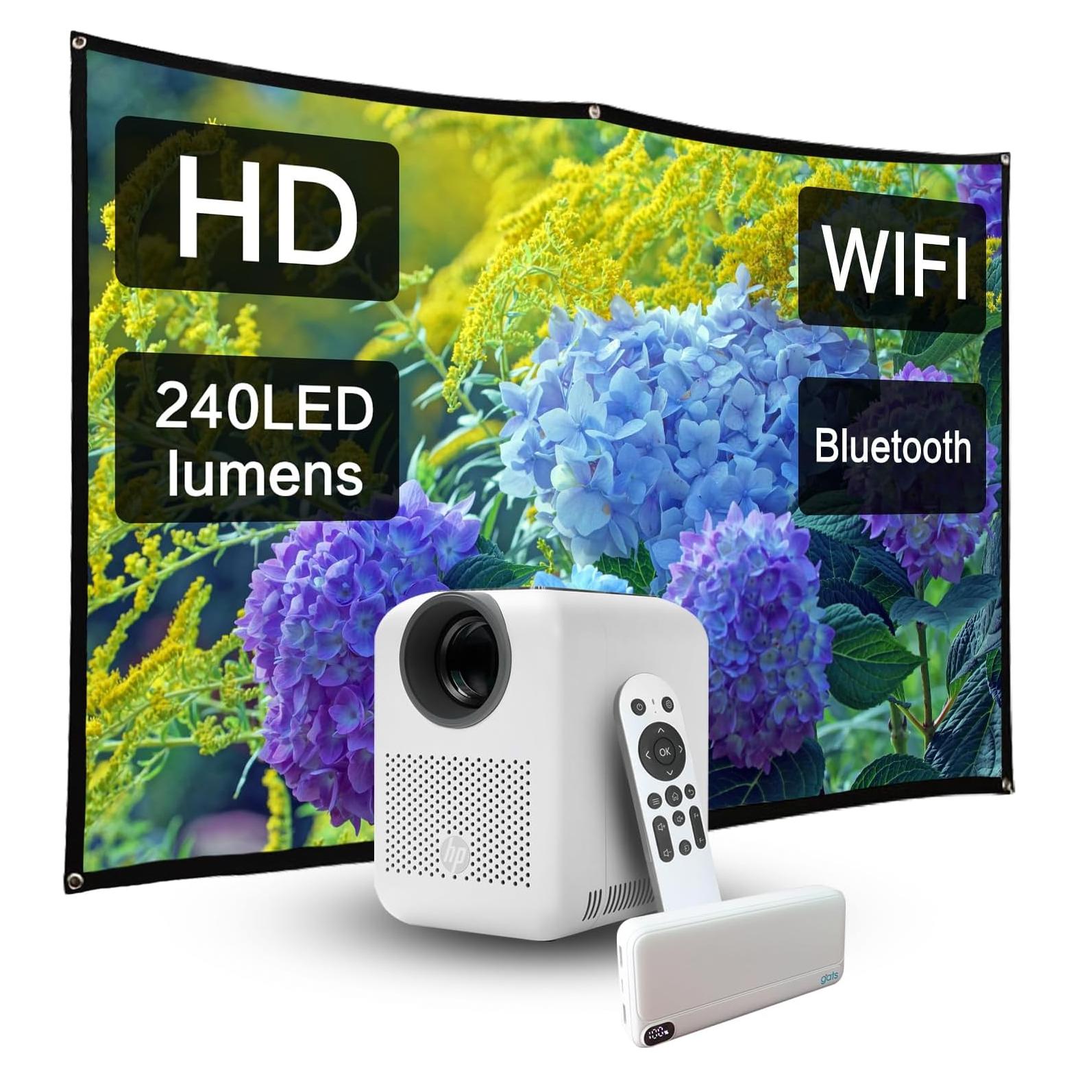 Proyector HP CC180W Promo 3 en 1 HD + Pantalla 84"