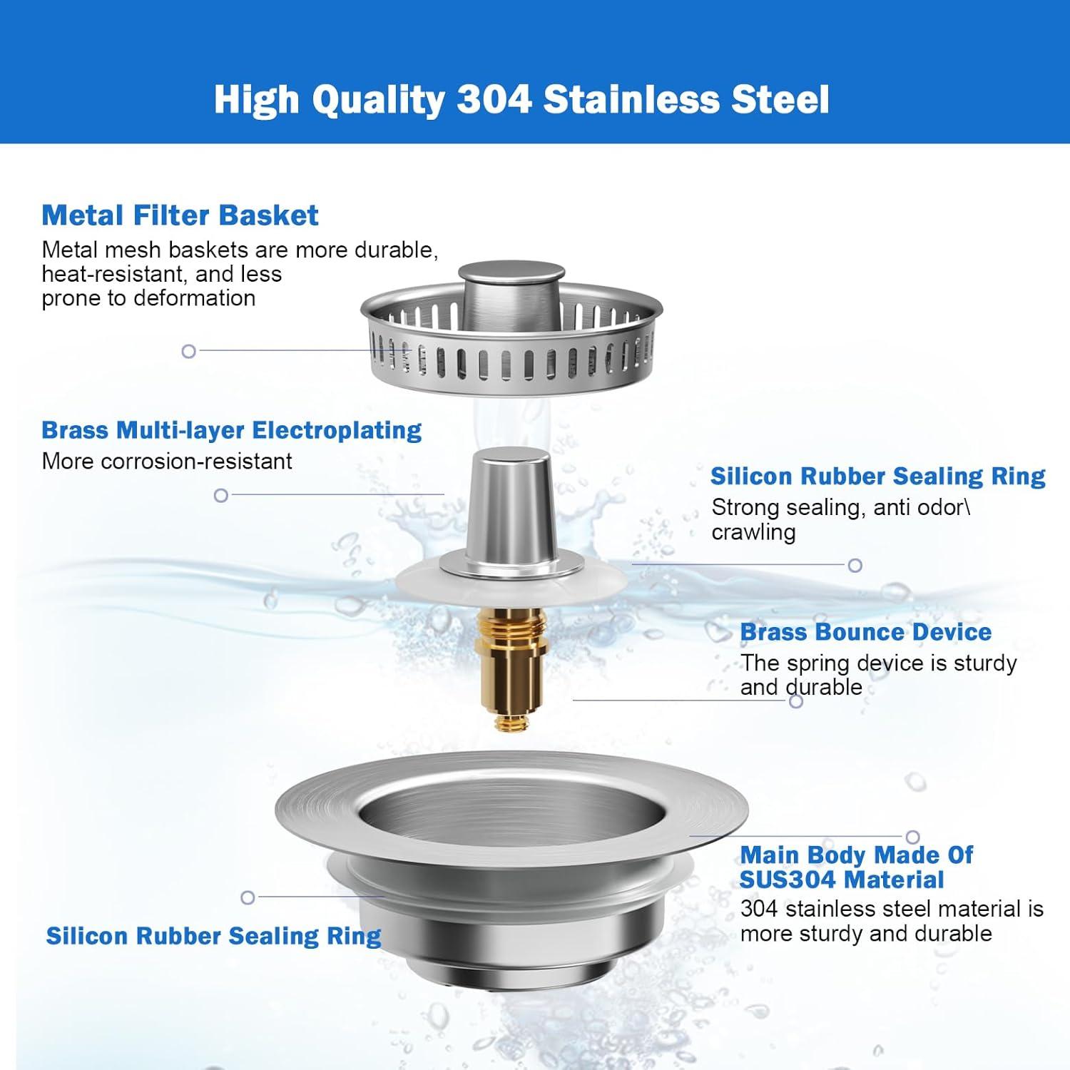 Filtro de Drenaje de Fregadero 3 en 1 Yonisun Acero Inoxidable