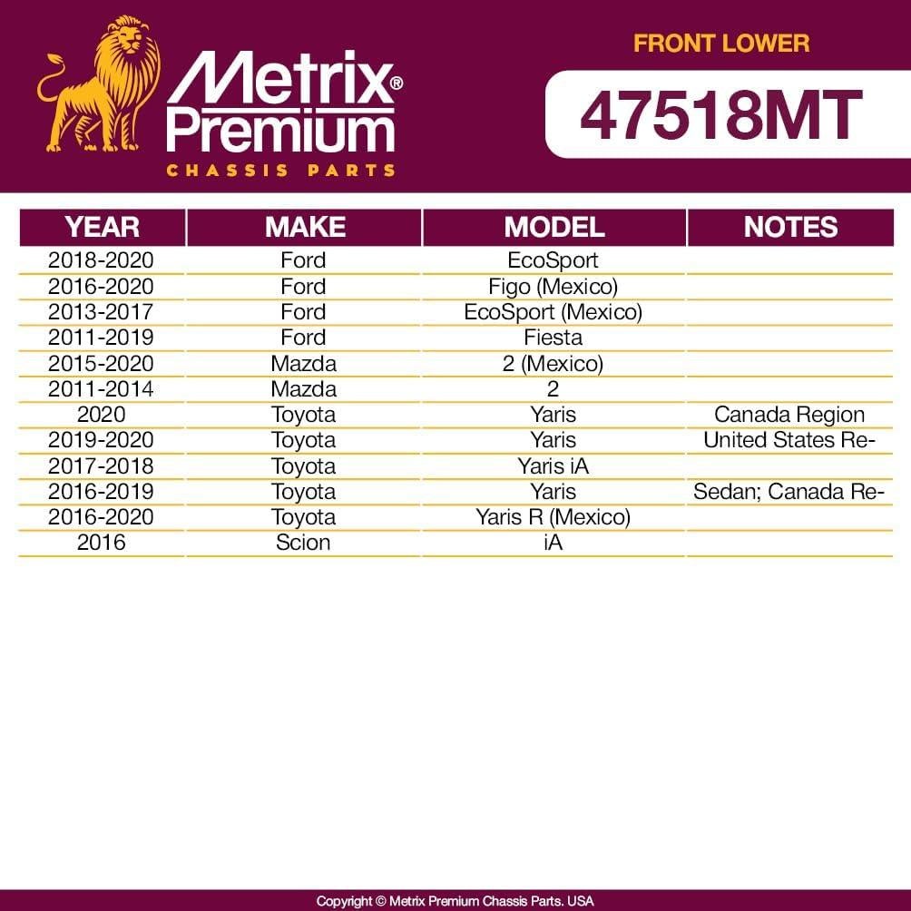 Articulación de Bola Inferior Delantera Metrix 47518MT para Ford, Mazda, Toyota