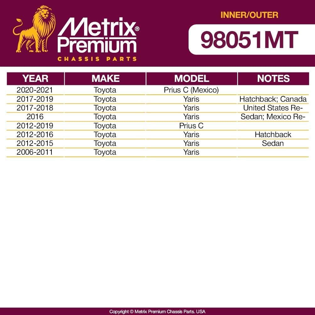 Kit de 4 Terminales de Dirección Metrix para Toyota Prius C 20-21