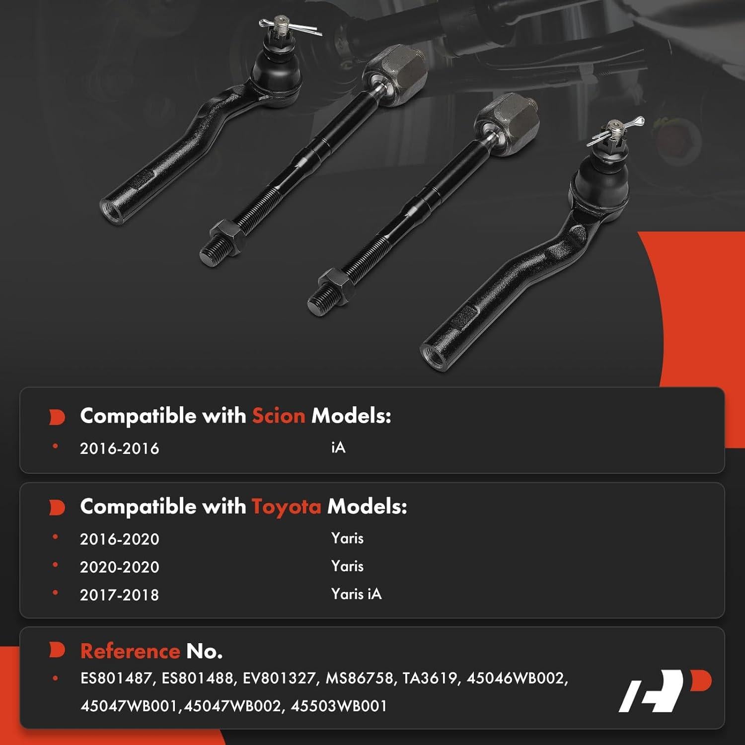 Kit de extremos de barra de dirección A-Premium para Toyota Yaris 2016-2020