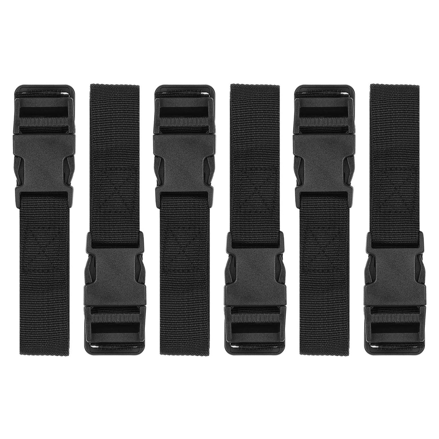 6 Correas de Equipaje AROGEAR Nylon 150cm Negro Hebilla Rápida
