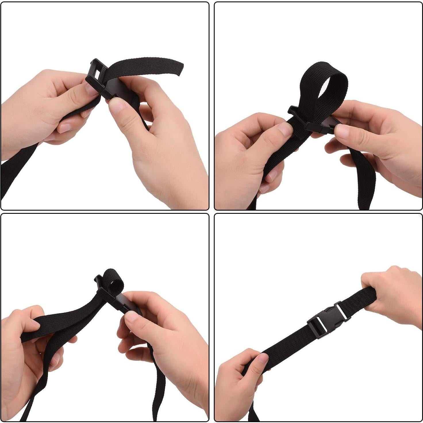 6 Correas de Equipaje AROGEAR Nylon 150cm Negro Hebilla Rápida