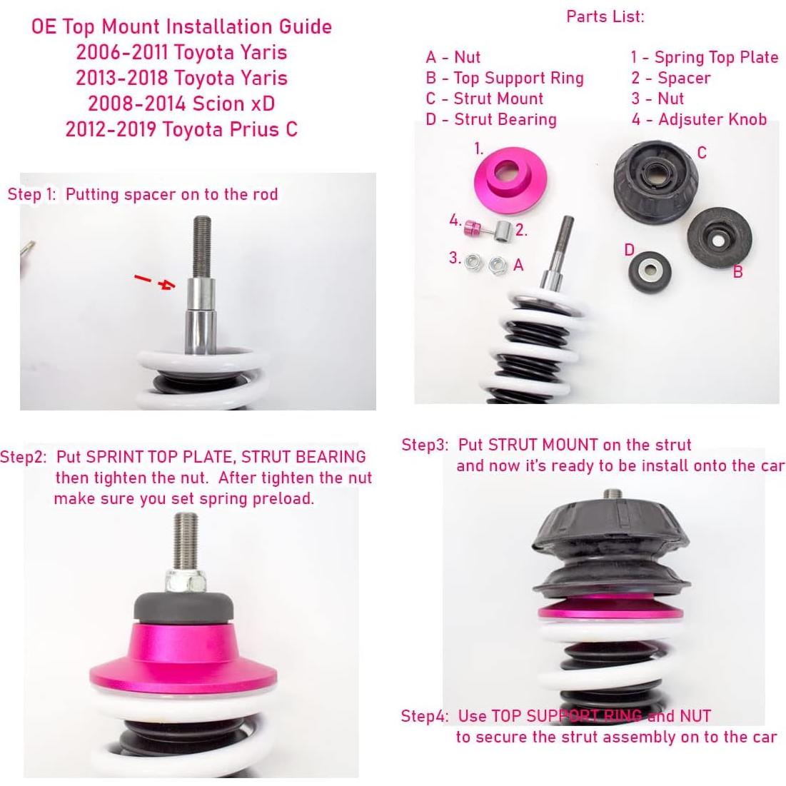 Kit Coilover Godspeed MonoSS Ajustable para Toyota Yaris 2013-2018