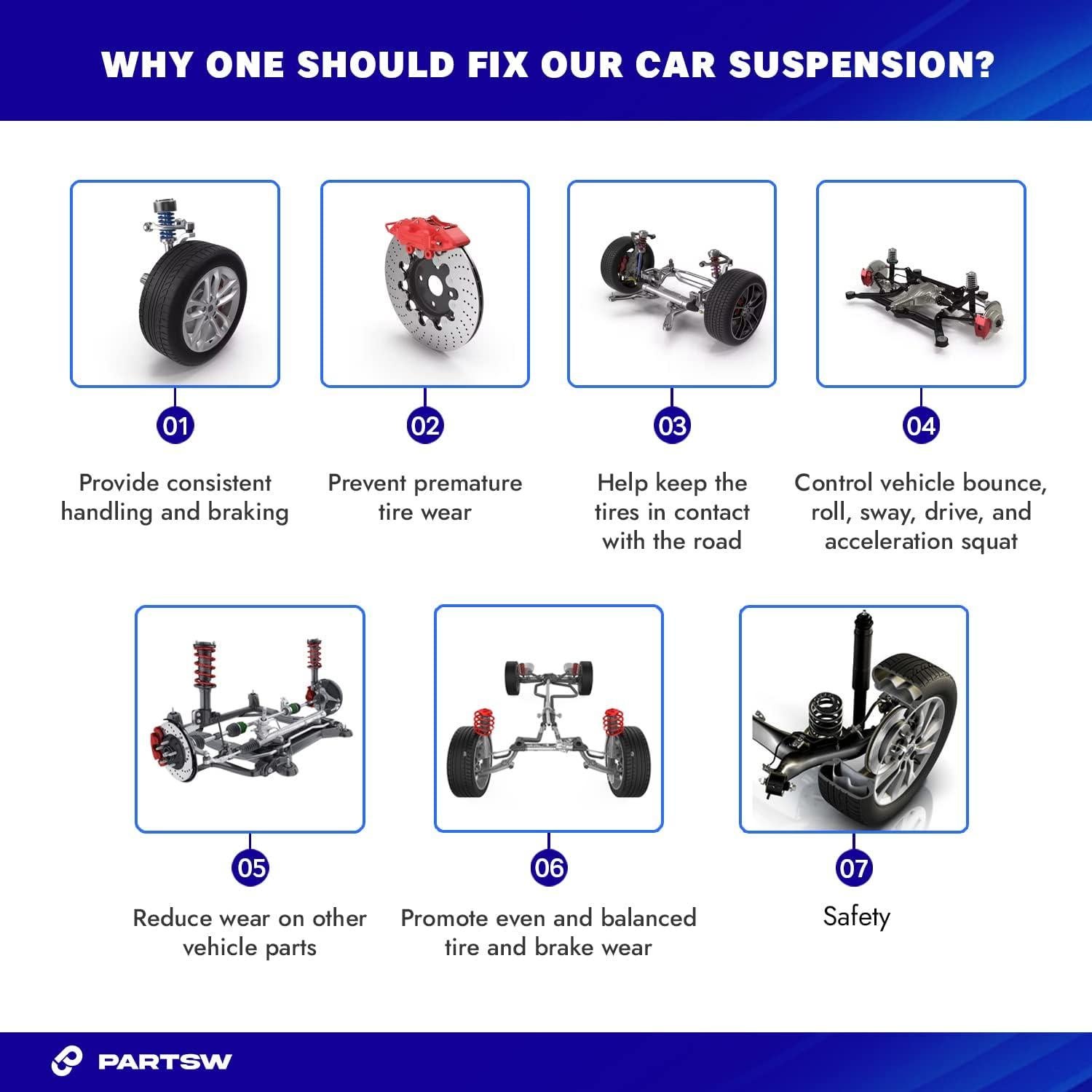 Kit de Suspensión Delantera y Trasera PartsW 12 Piezas para Lexus ES300, Toyota Avalon, Camry