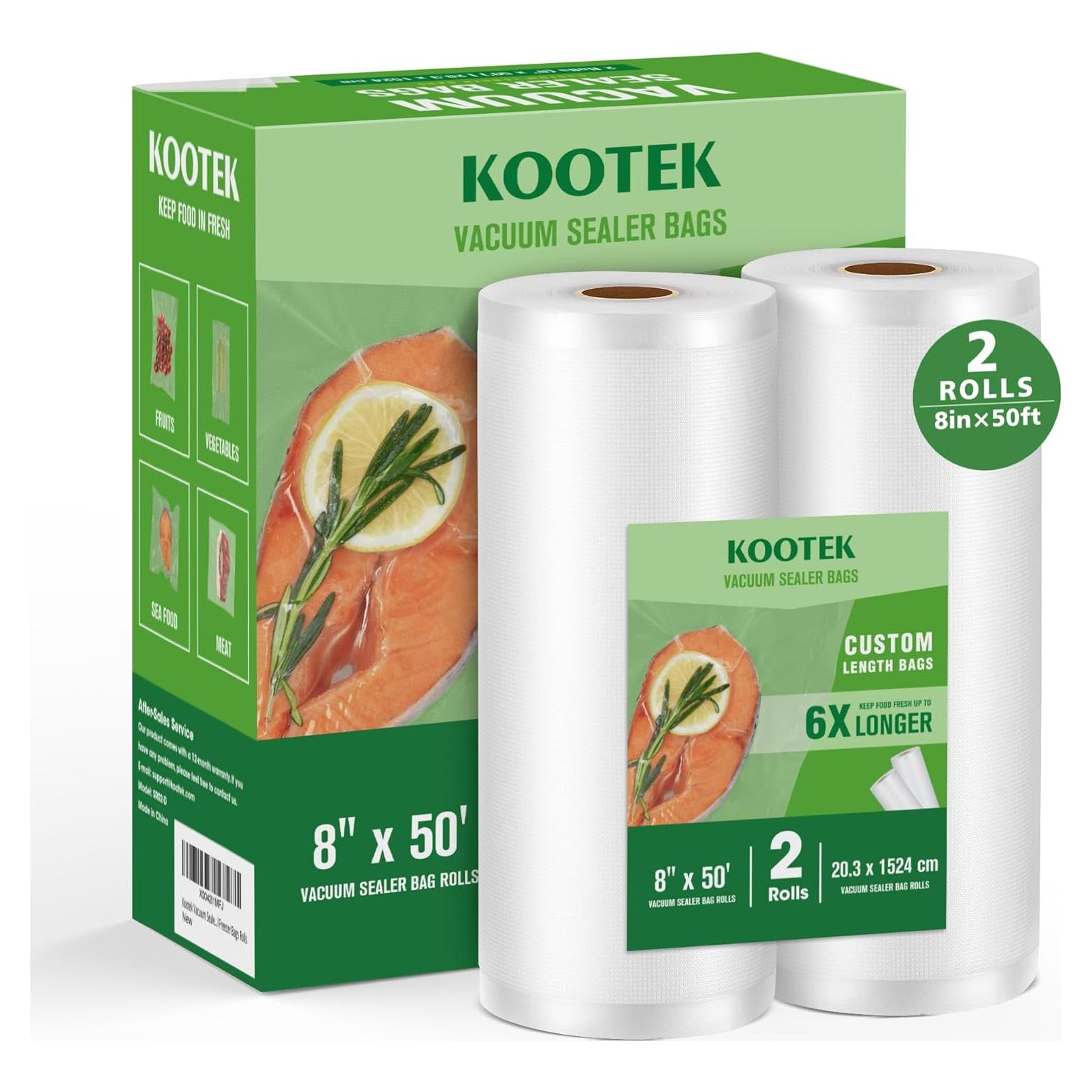 Bolsas de Sellado al Vacío Kootek 20 cm x 15 m - 2 Rollos