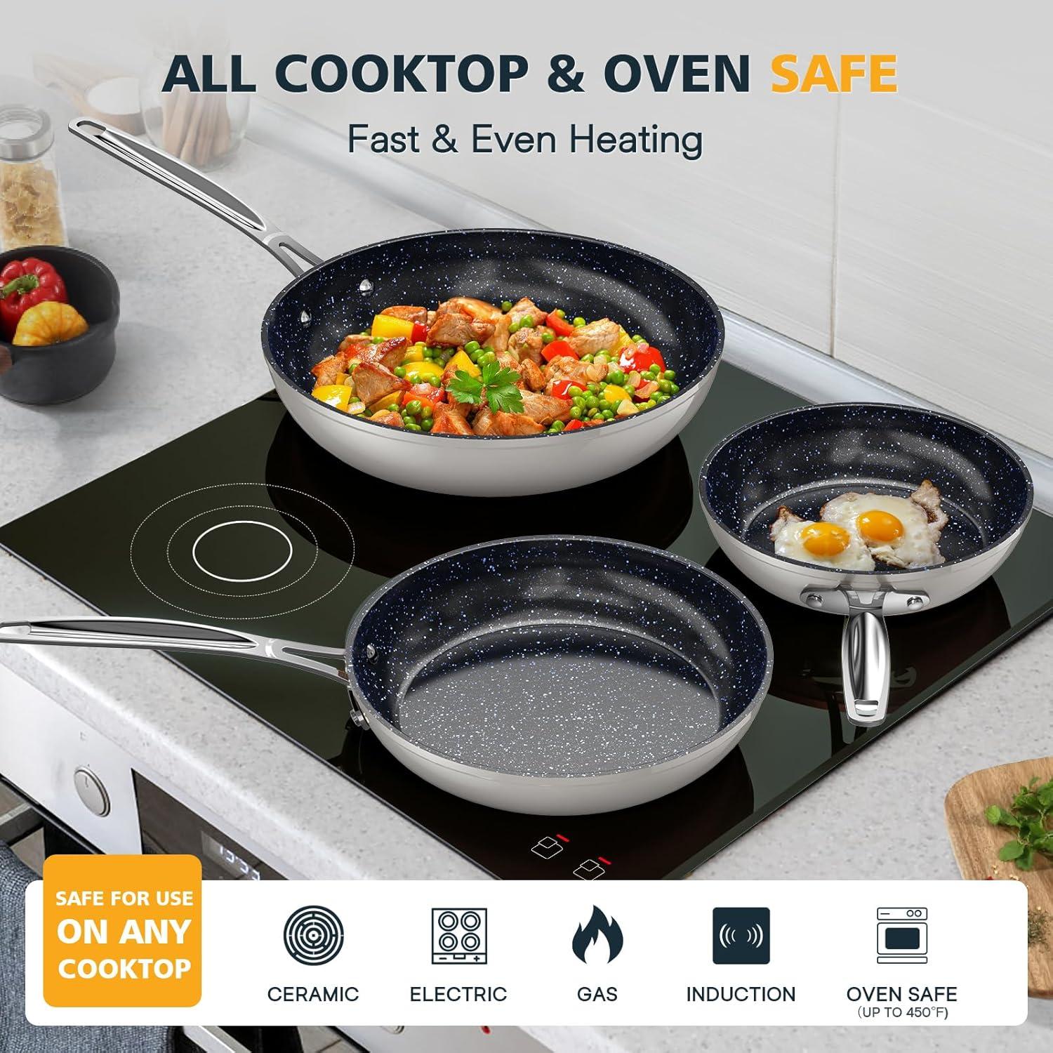 Set de Sartenes Nuwave 3 Piezas Cerámica Duralon Antiadherente