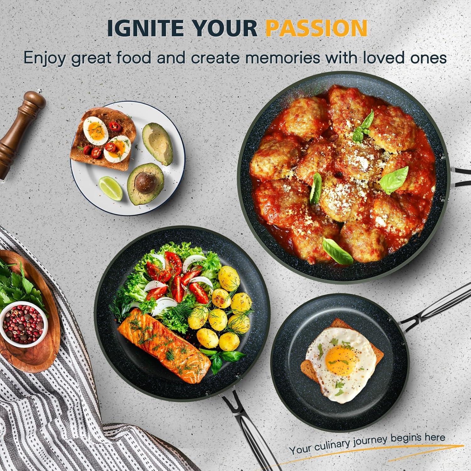 Set de Sartenes Nuwave 3 Piezas Cerámica Duralon Antiadherente