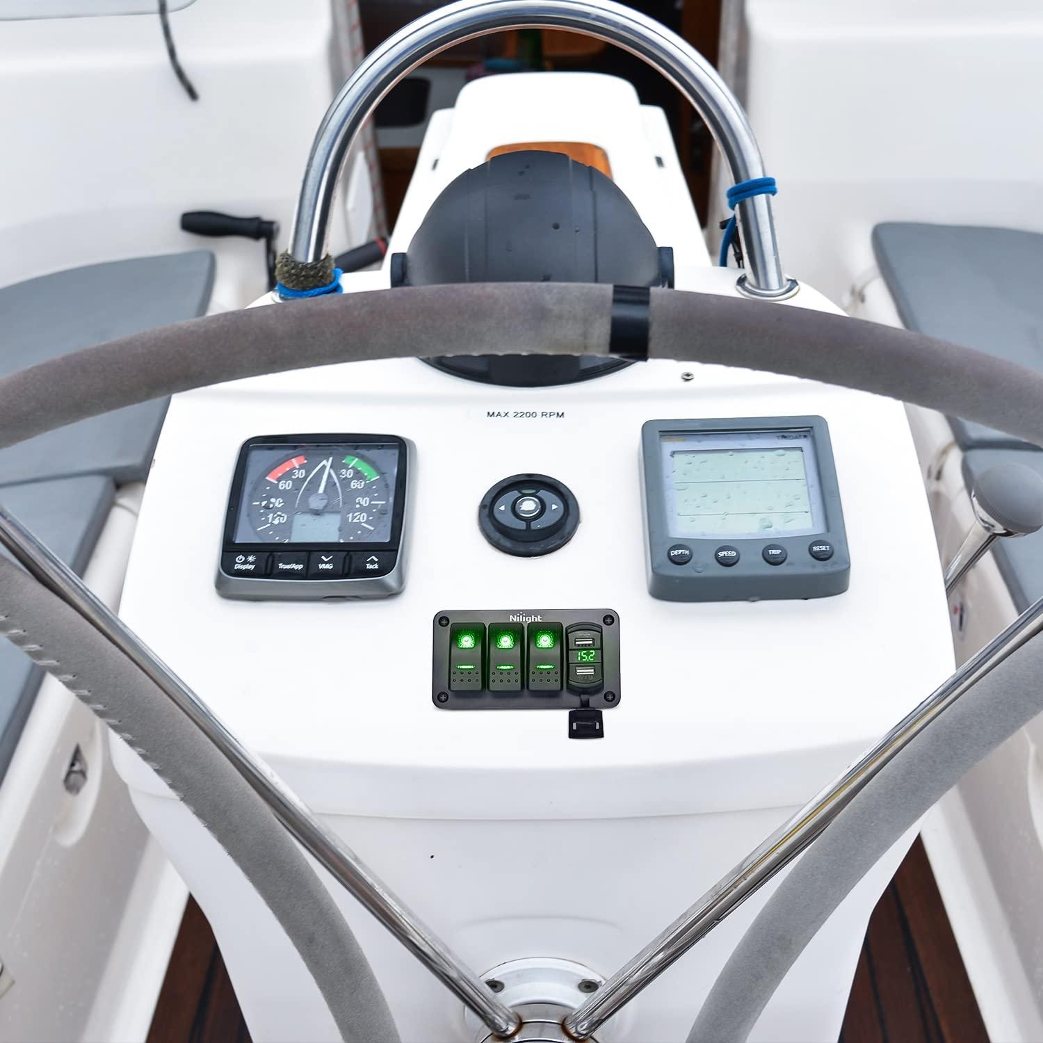 Panel de Interruptores Rocker Nilight 3 Gang con Cargador USB 4.8A