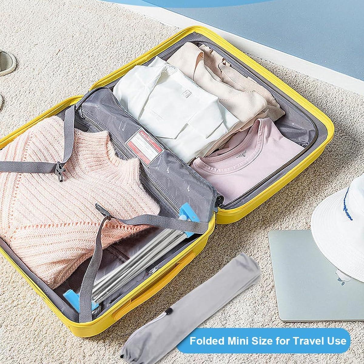 Perchero Plegable ANLEBUY Azul con 3 Perchas para Viaje