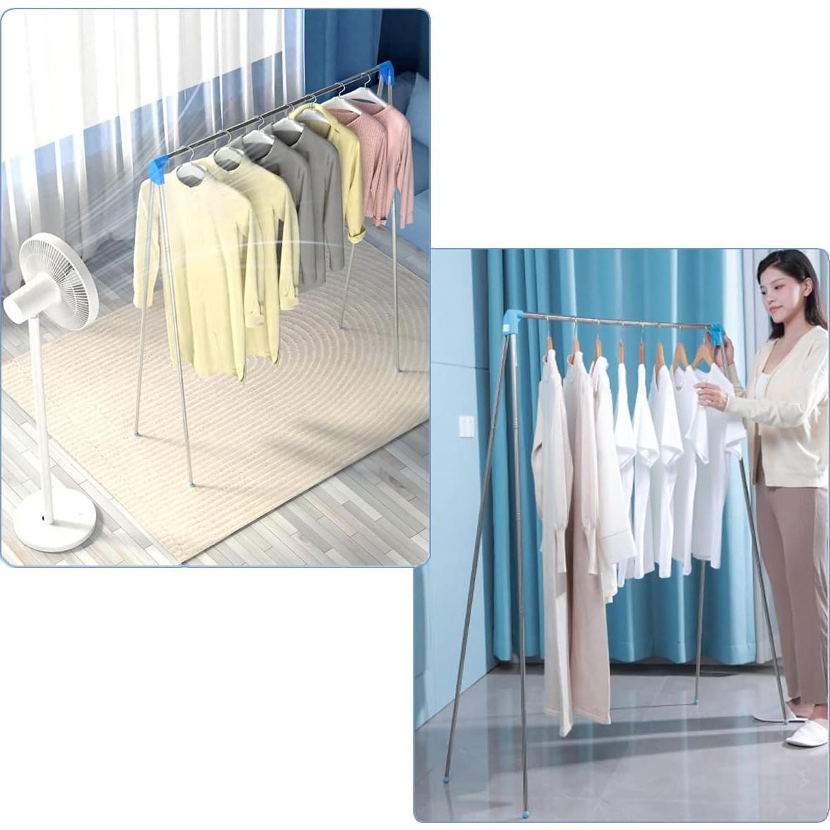 Perchero Plegable ANLEBUY Azul con 3 Perchas para Viaje